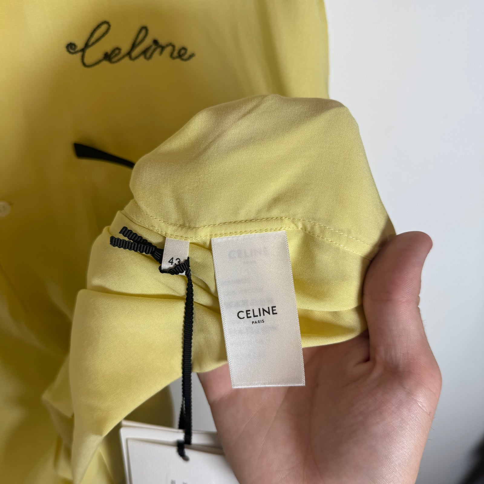 Celine Yellow Viscose Bowling Shirt Size XL
