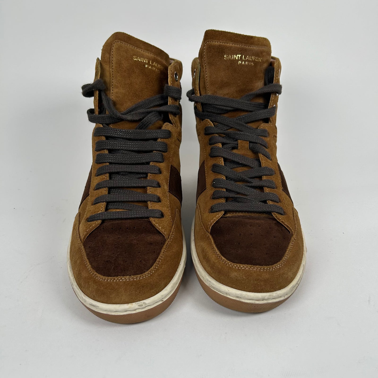 Saint Laurent SL/10H Court Brown Suede High Tops Size 41