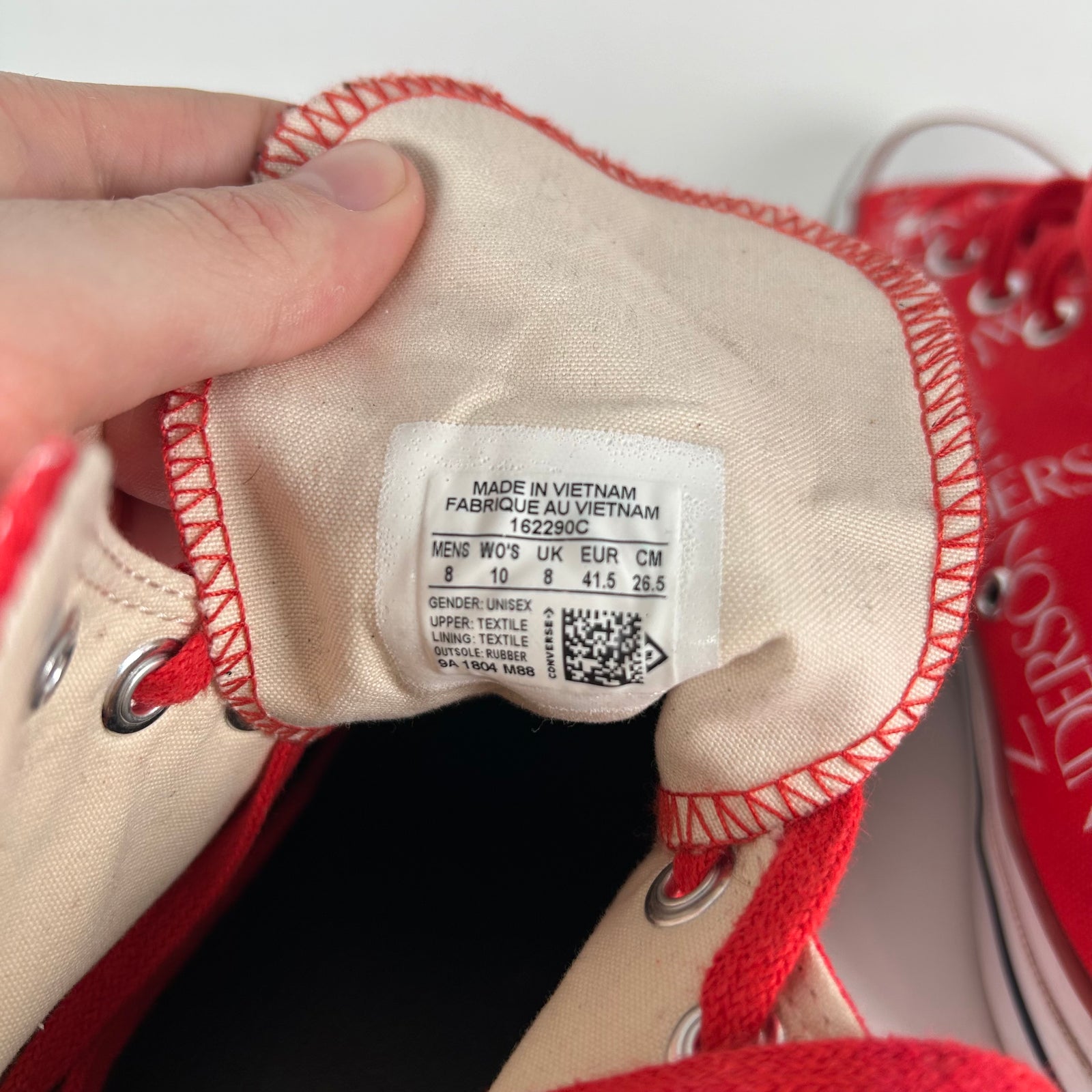 J.W. Anderson Red All Over Logo Converse Size 8