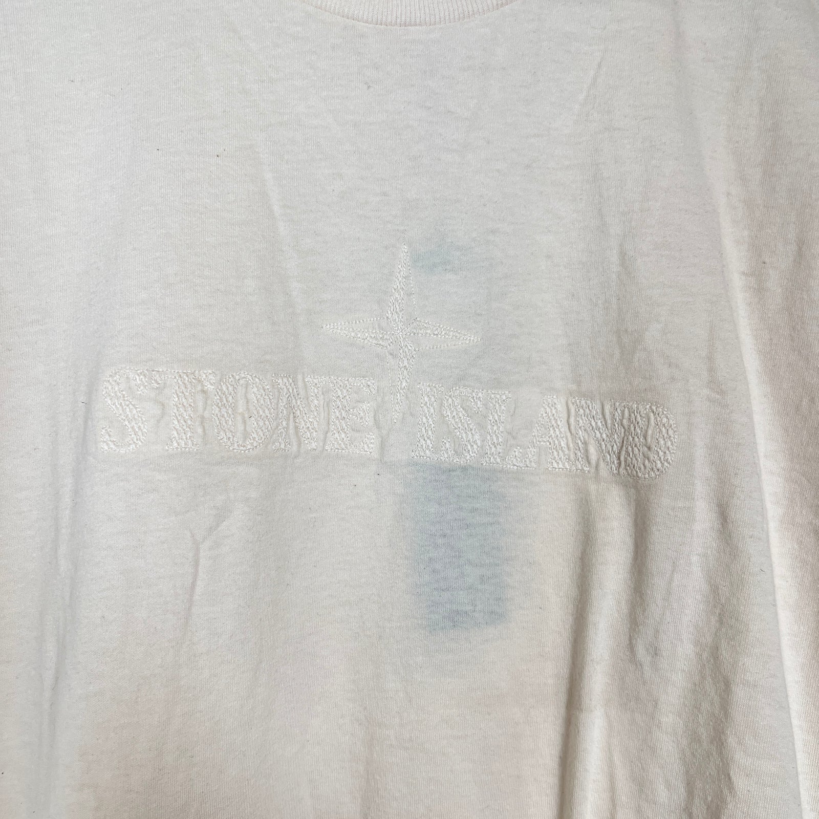 Stone Island Cream Embroidered Logo T-Shirt Size S