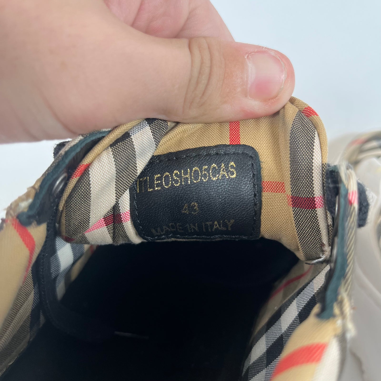 Burberry Beige Check Regis Sneaker Size 43