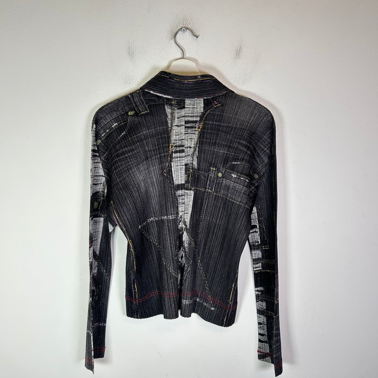 Issey Miyake Pleats Please Denim Trompe L'oeil Top Shirt