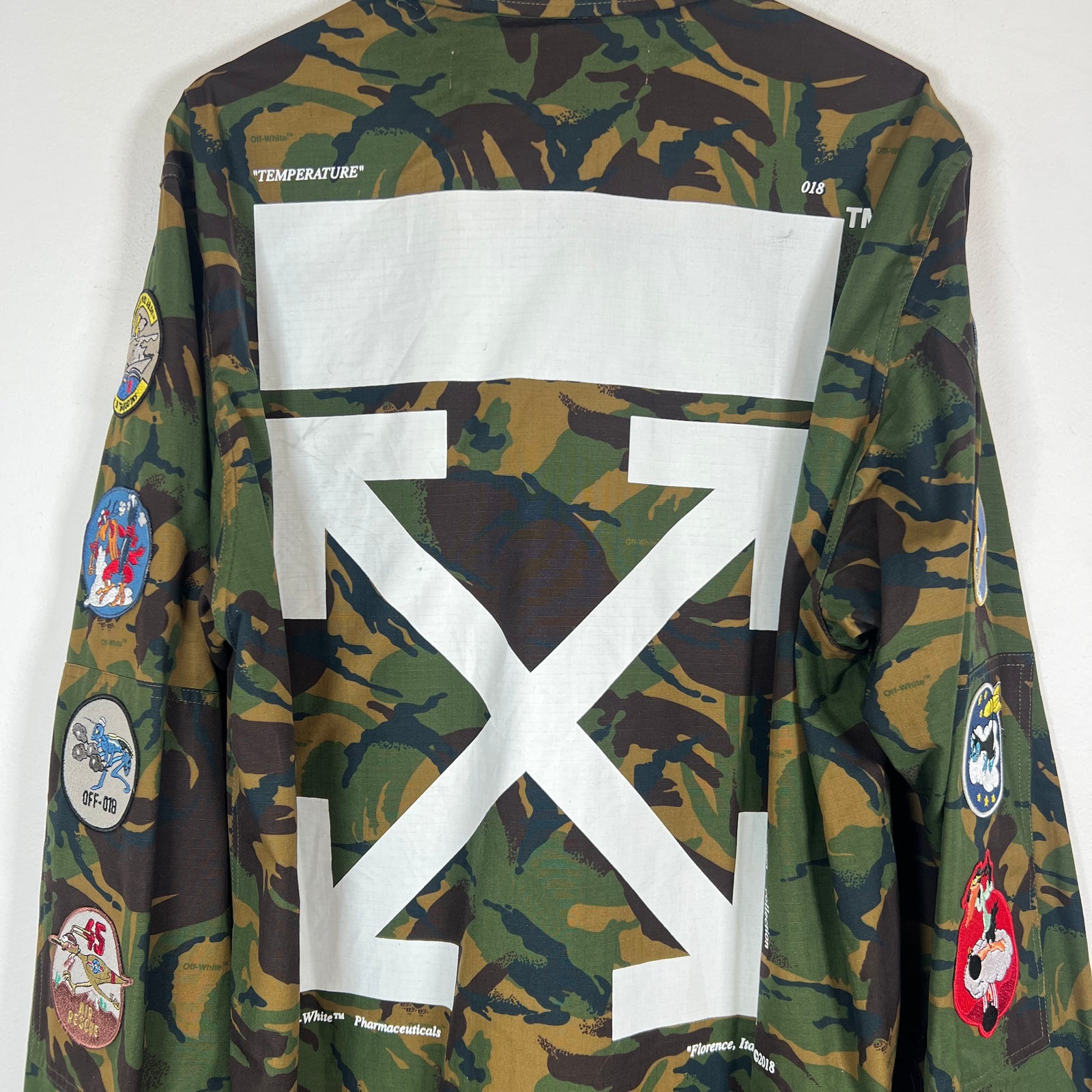 Off-White SS18 Camo Field Patches M-65 Cargo Jacket Size XXL