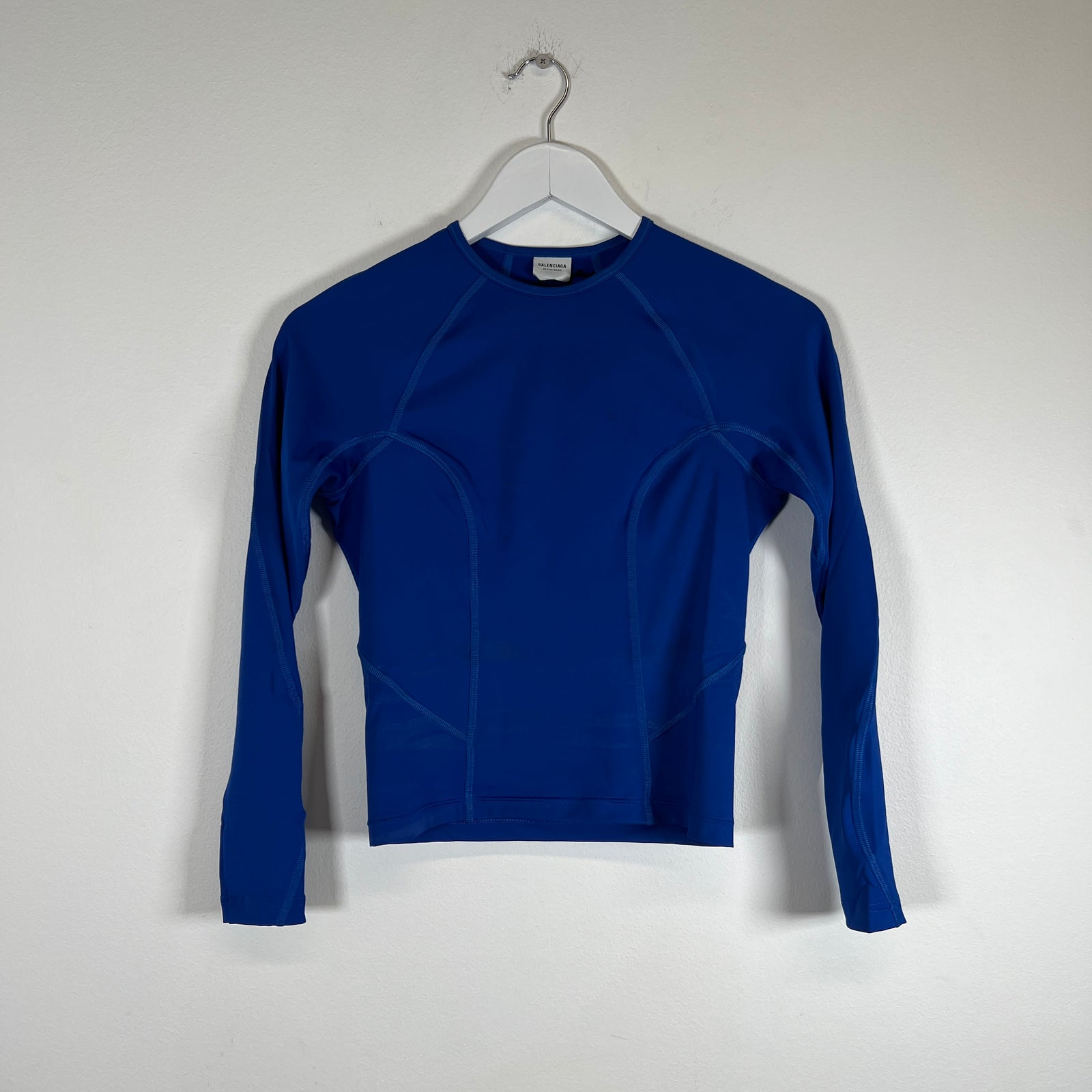 Balenciaga Blue Cropped LS Top Sz S