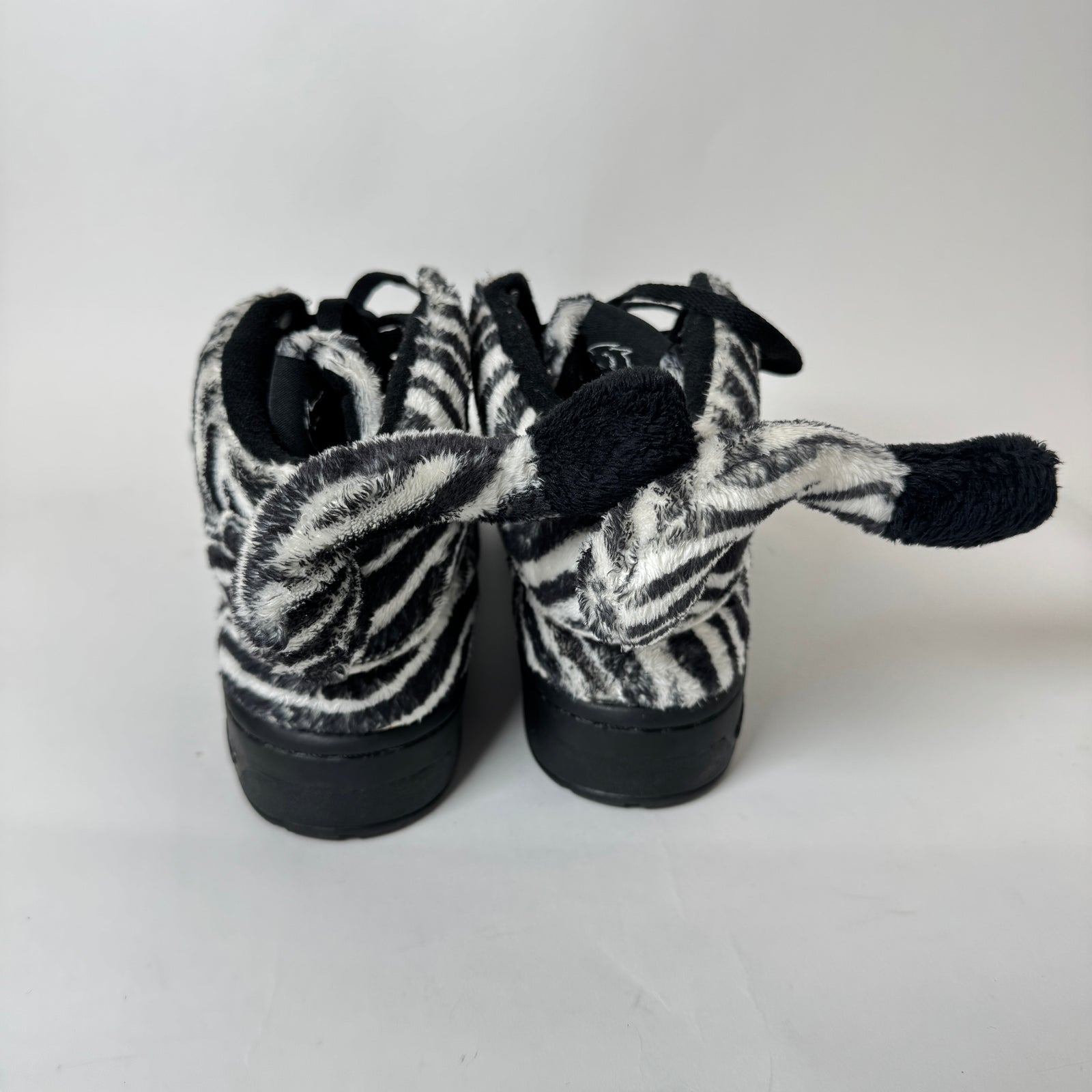 Jeremy Scott x Adidas Zebra Fur High Top Sneaker Size 6.5