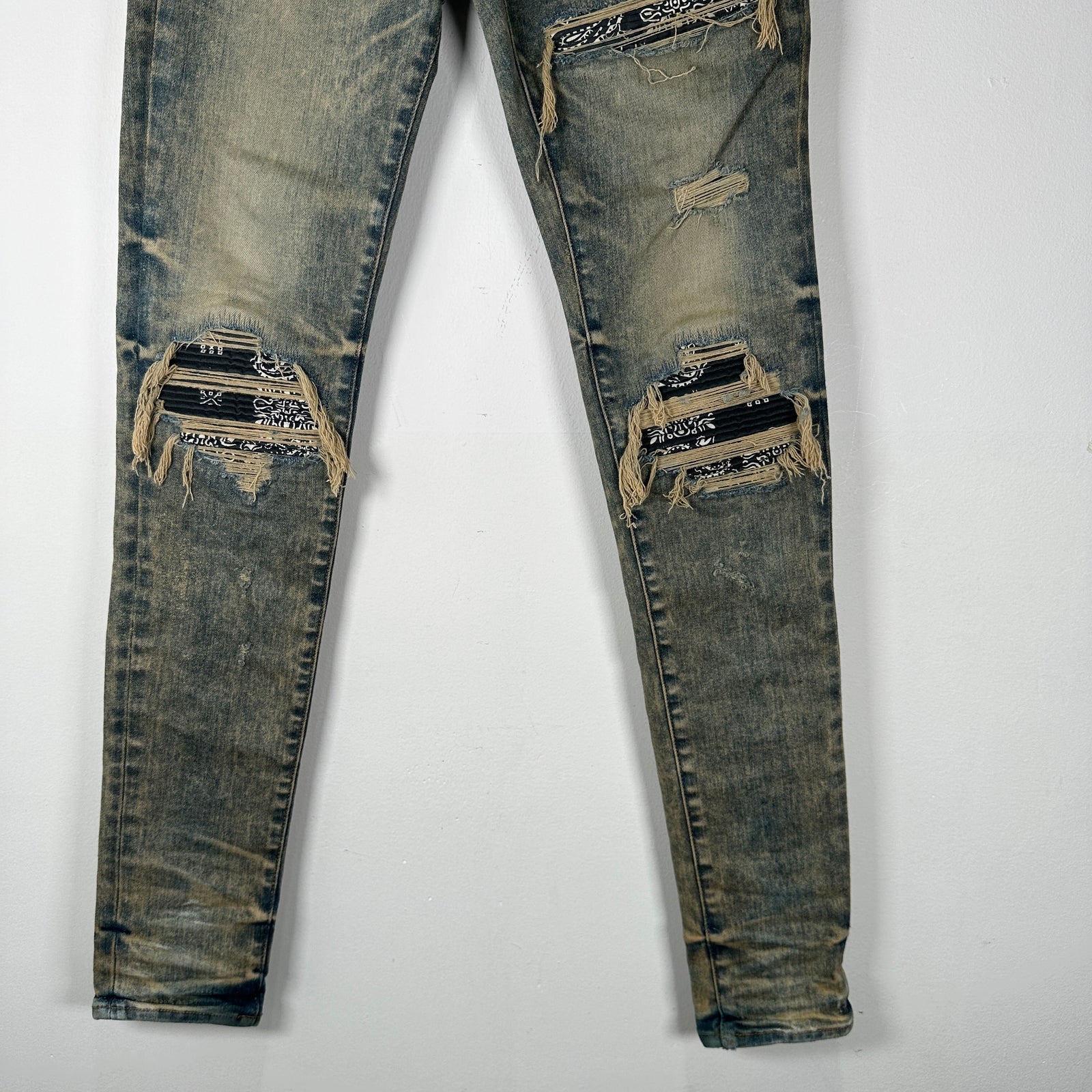 Amiri MX1 Blue Paisley Patch Jeans Size 29