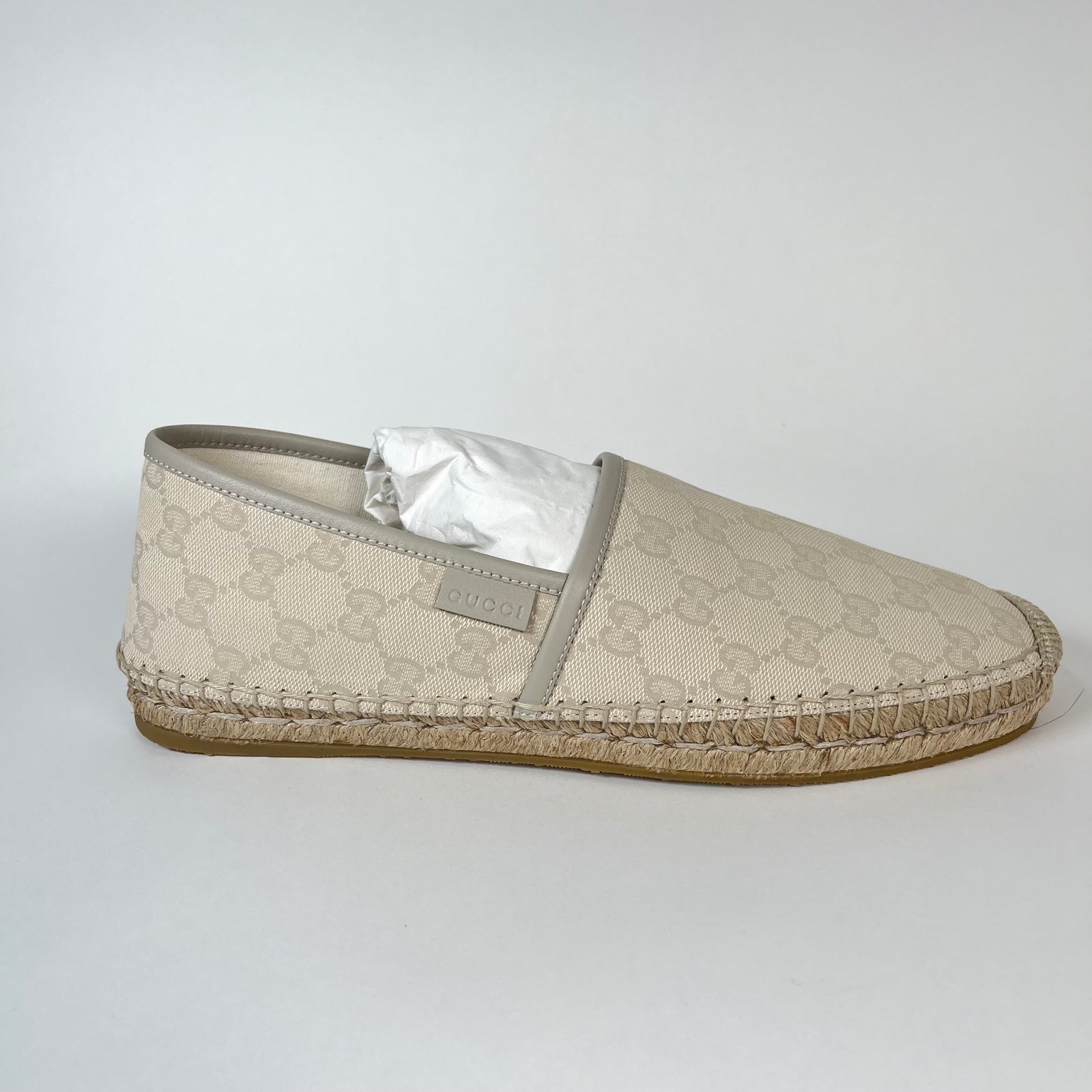 Gucci Bone White GG Monogram Canvas Espadrilles Size 8.5