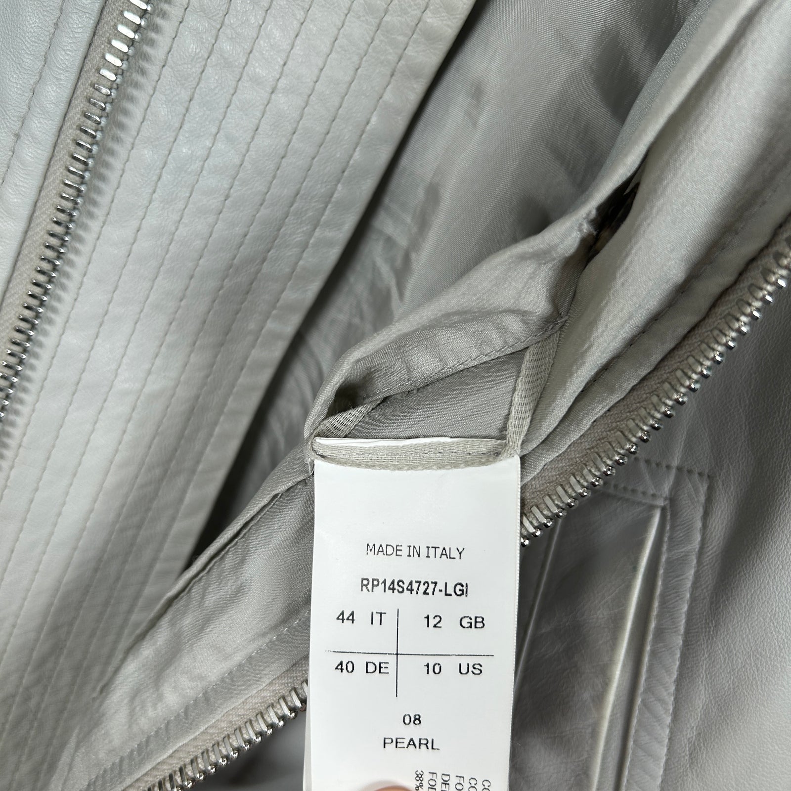 Rick Owens MA-1 Lambskin Pearl Leather Jacket Size S