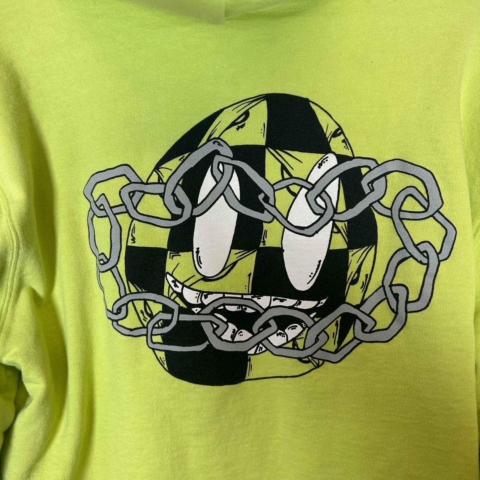 Chrome Hearts Matty Boy Neon Yellow Link Zip Up Hoodie Size L