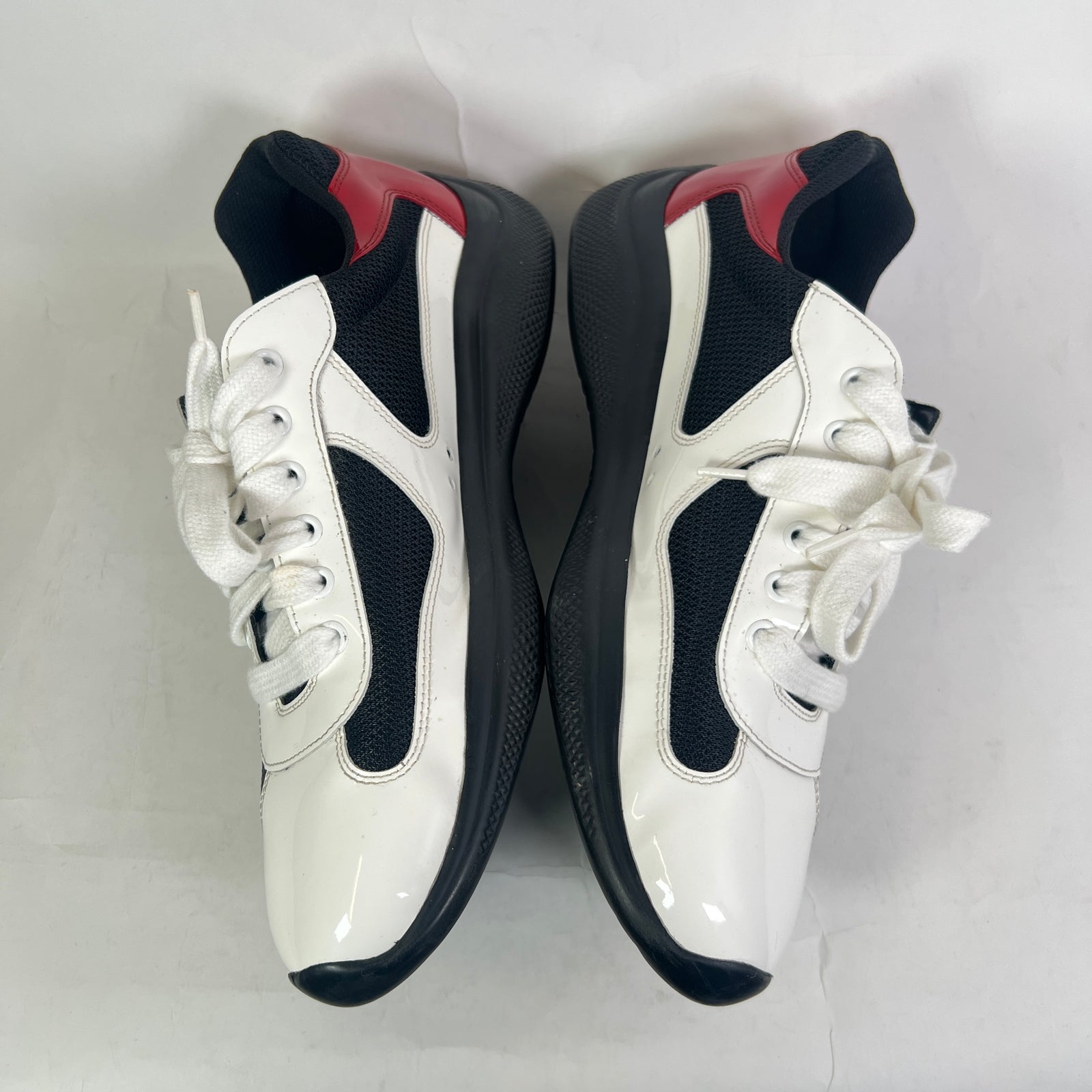 Prada White/Red Patent Leather America Cups