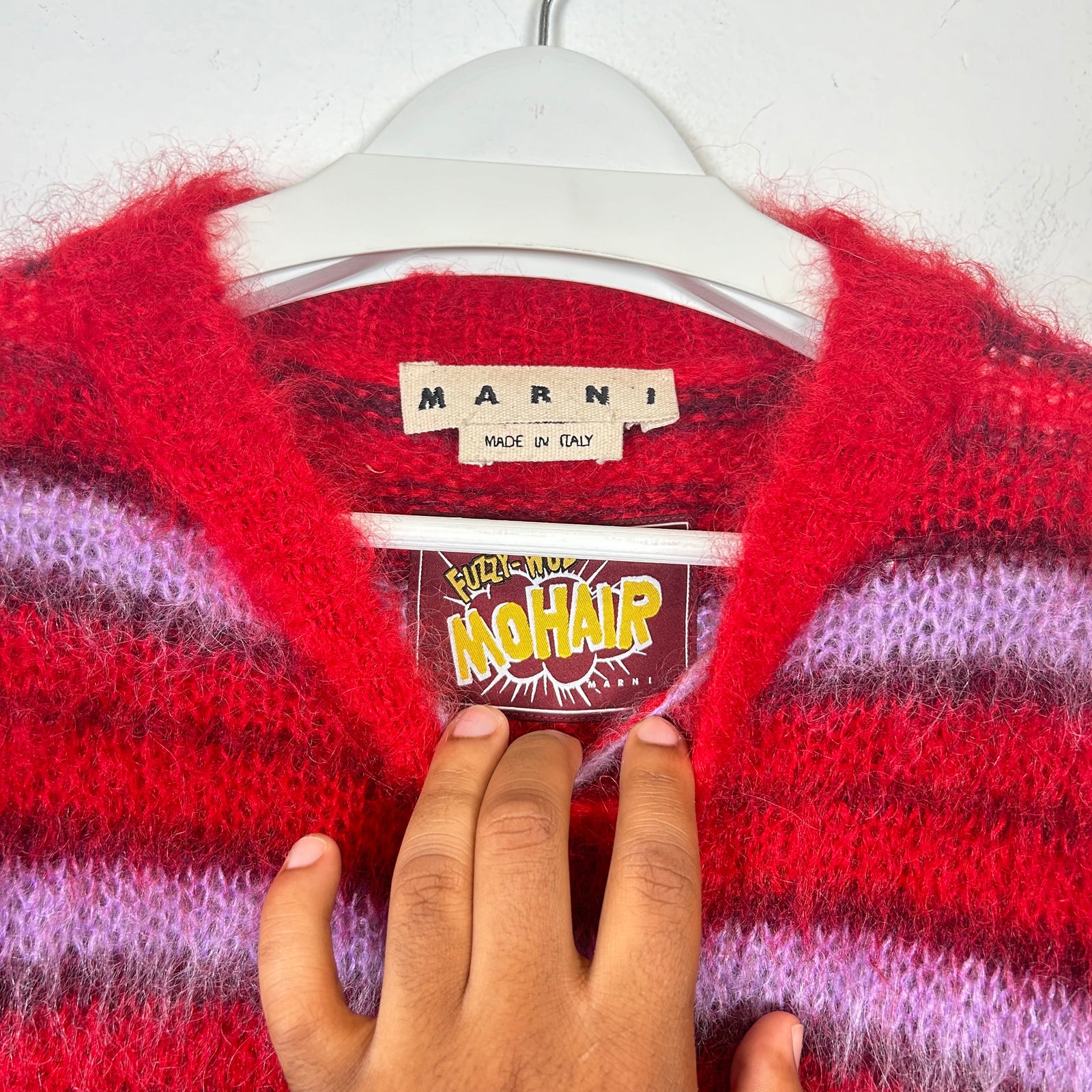 Marni Red/Purple Striped Mohair Sweater Size M
