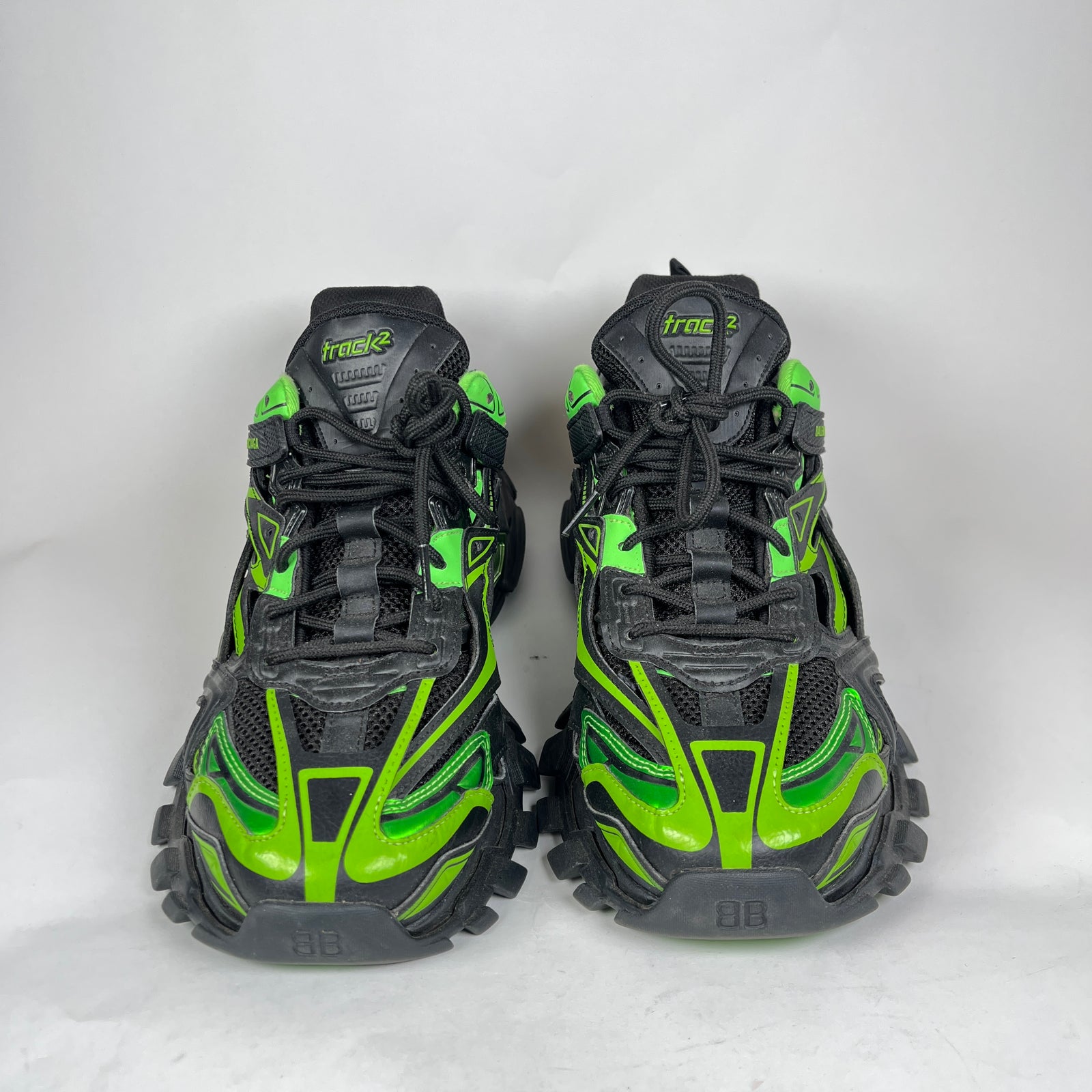 Balenciaga Black/Green Track 2 Sneaker Size 45