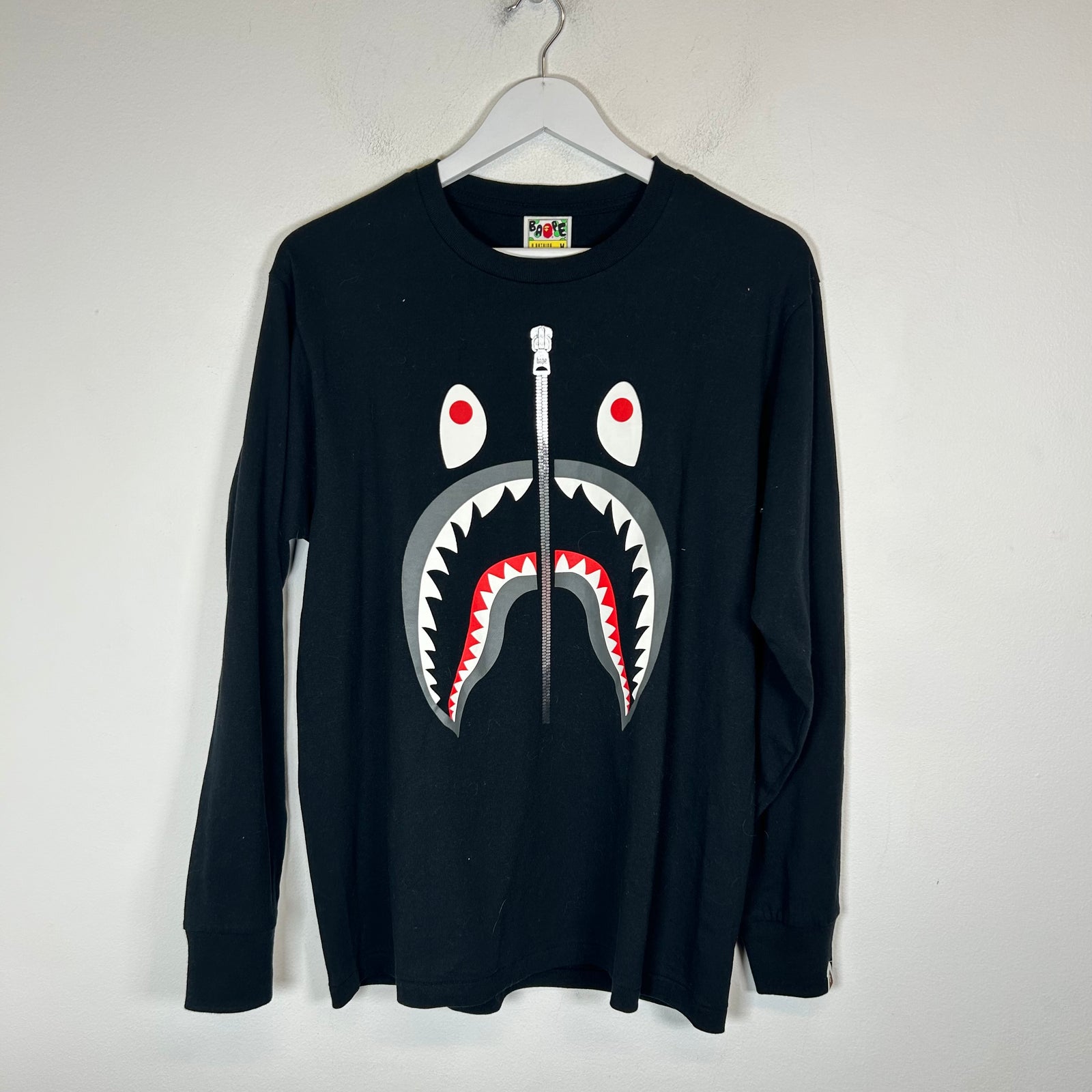 Bape Black Shark Zip Longsleeve Size M