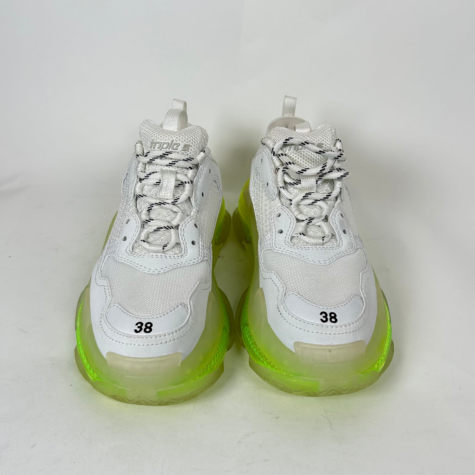 Balenciaga White/Neon Triple S Sneaker Size 38