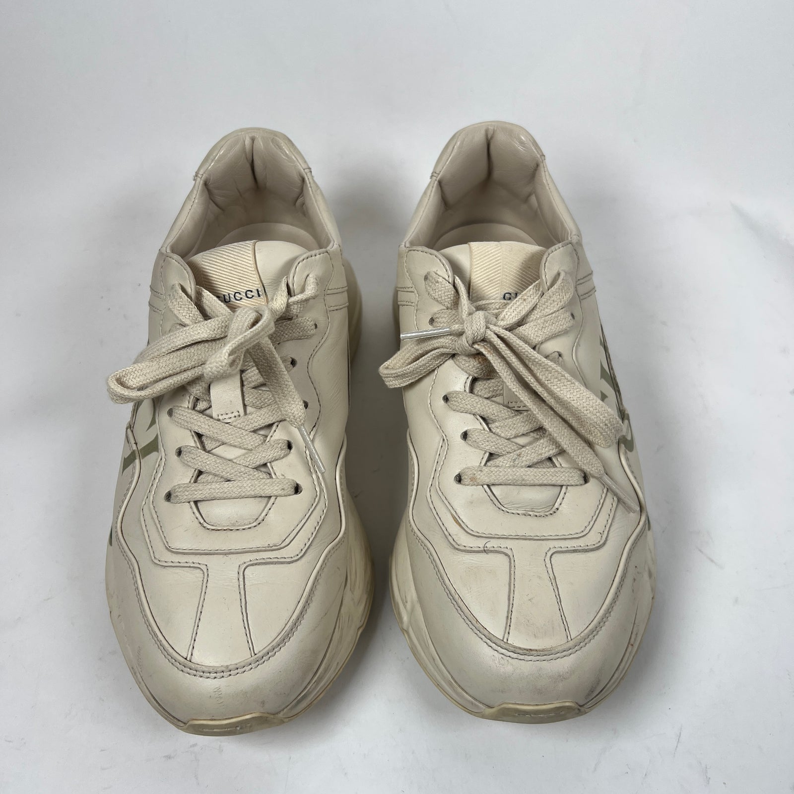 Gucci Cream Classic Logo Rhyton Sneaker Size 38