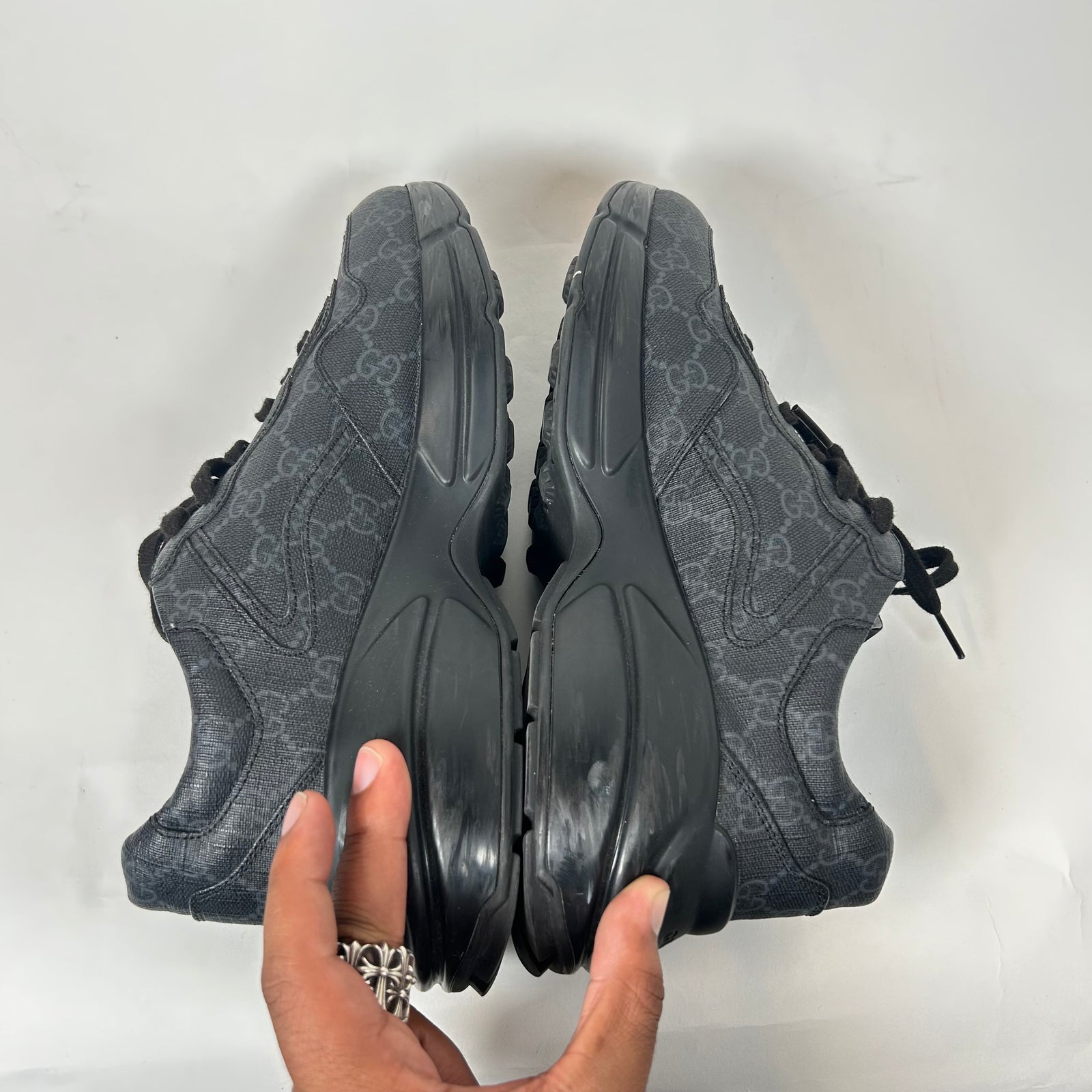 Gucci Triple Black GG Rhyton Sneaker Size GG 7.5