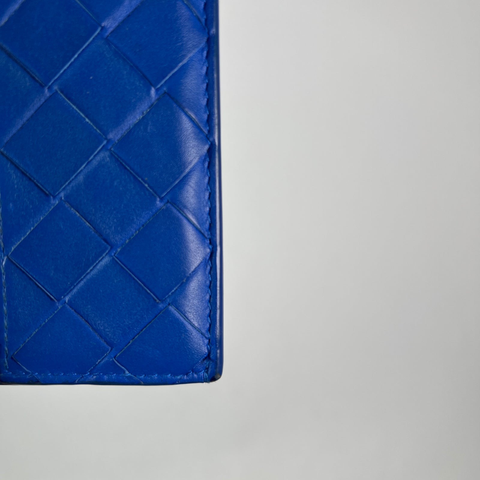 Bottega Veneta Blue Intrecciato Weave Leather Cardholder