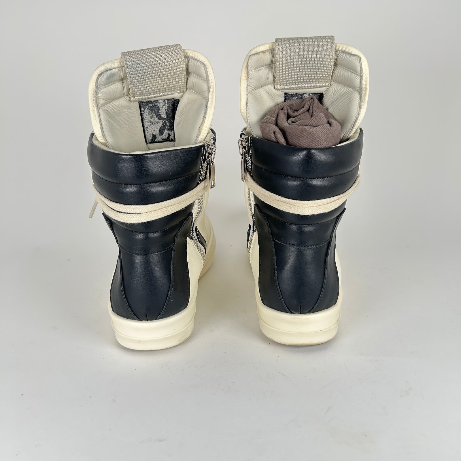Rick Owens Milk/Black Geobaskets Size 43