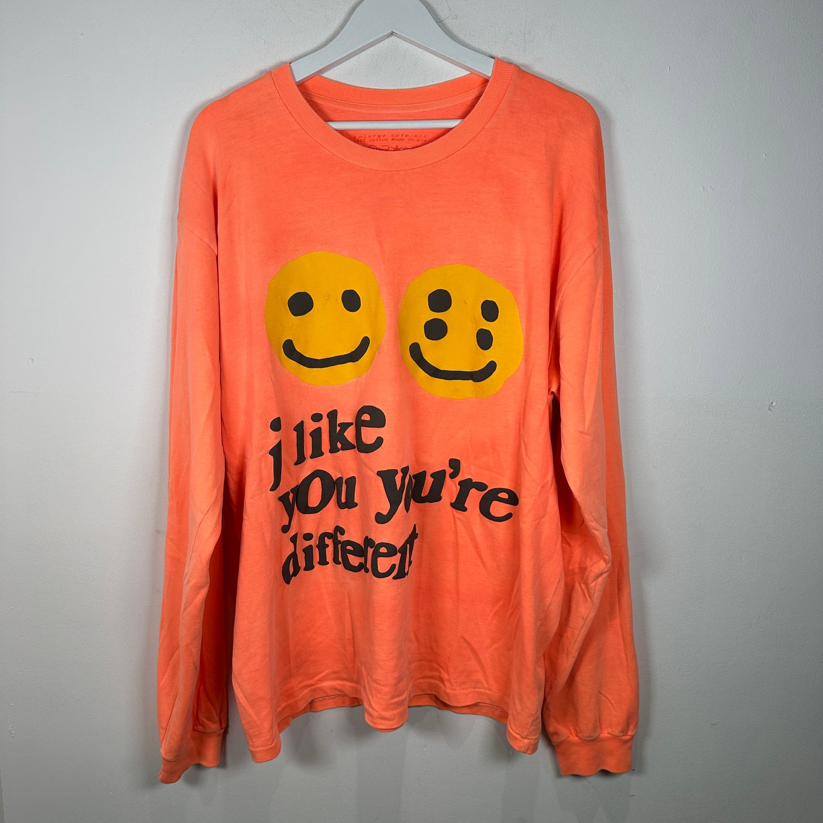 CPFM Orange 'Different' Logo Long-sleeve T-Shirt Size XL