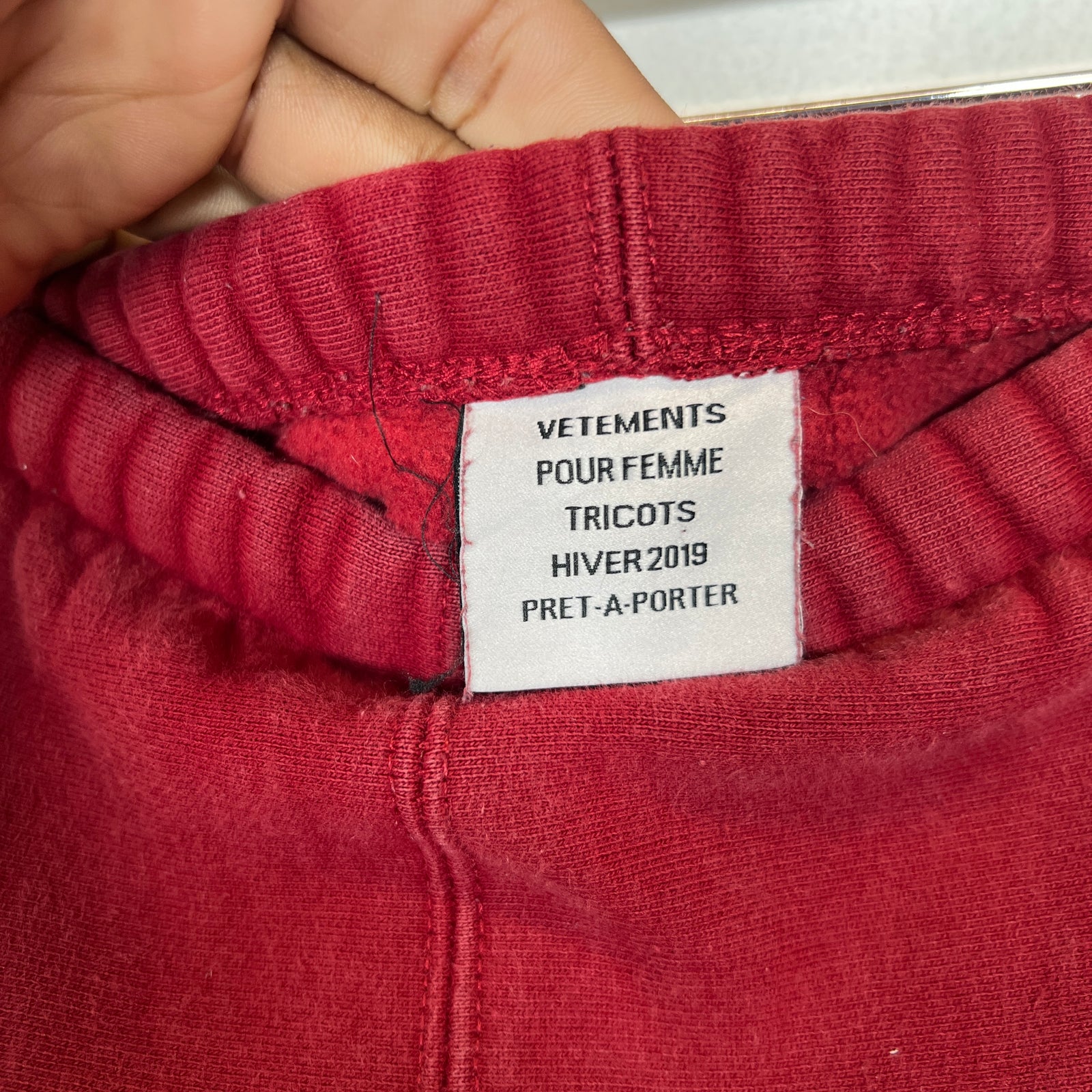 Vetements AW19 Burgundy Spellout Logo Sweatpants Size XS