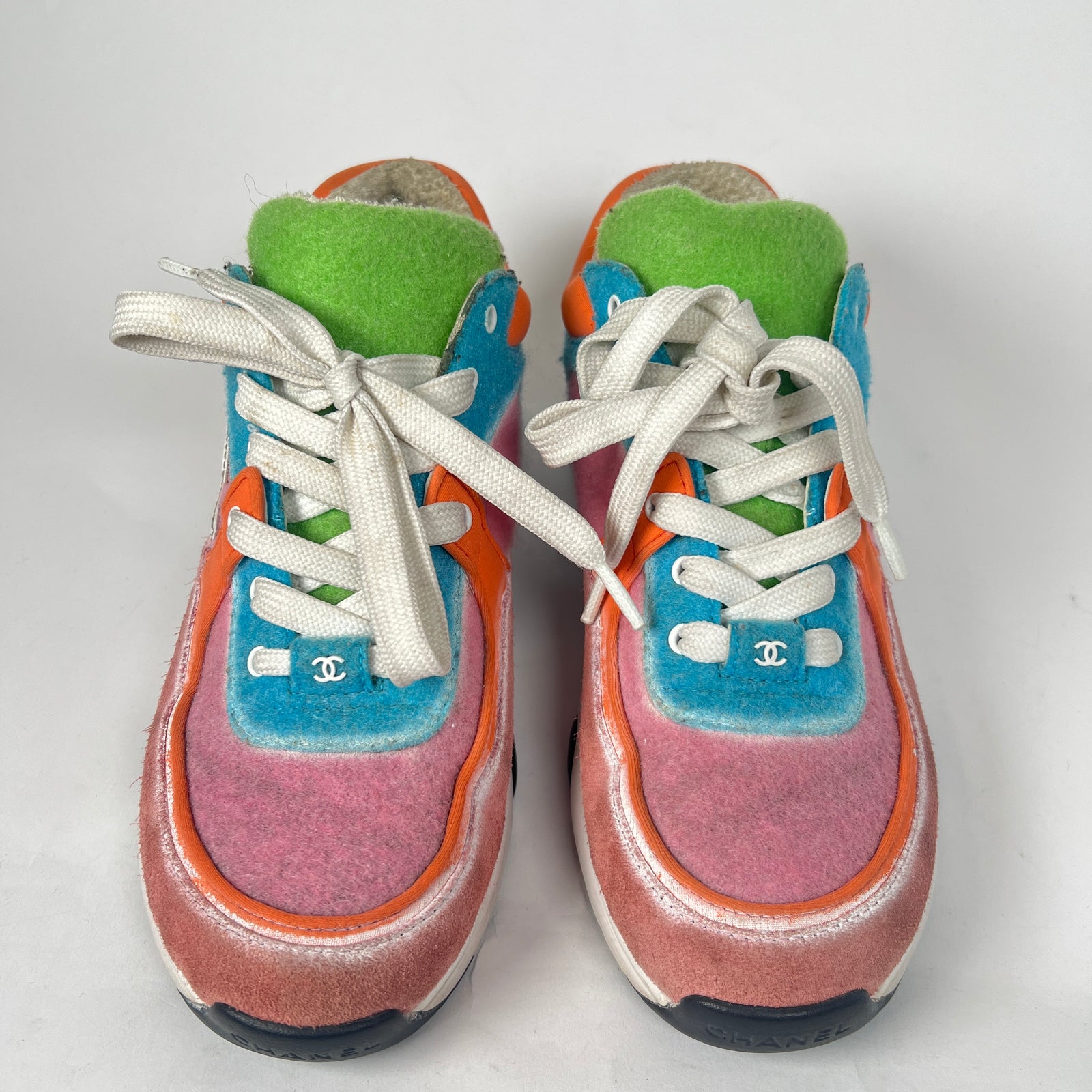 Chanel Multicolor Interlocking CC Suede Runner Size 39
