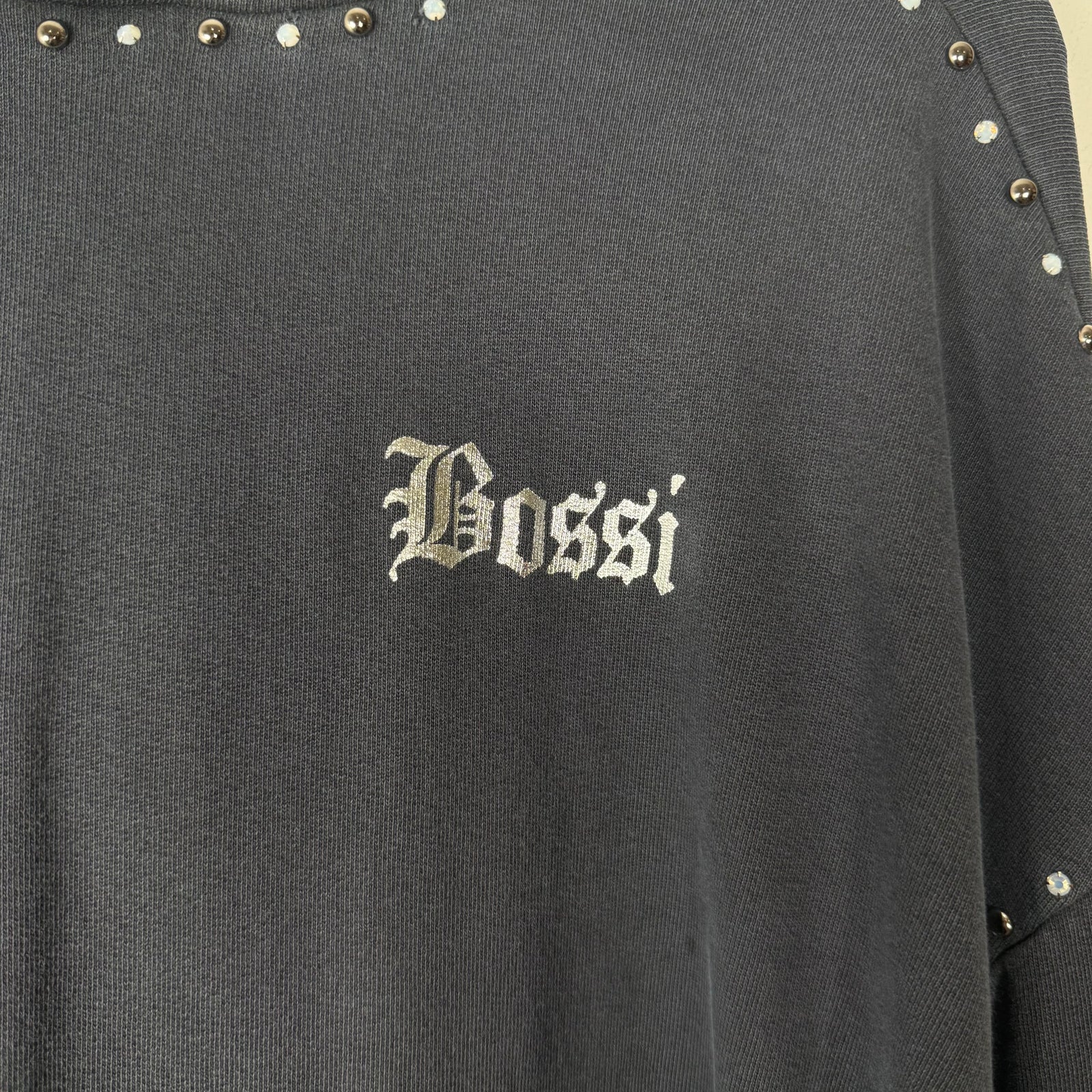 Bossi Navy Studded Logo Hoodie Size M
