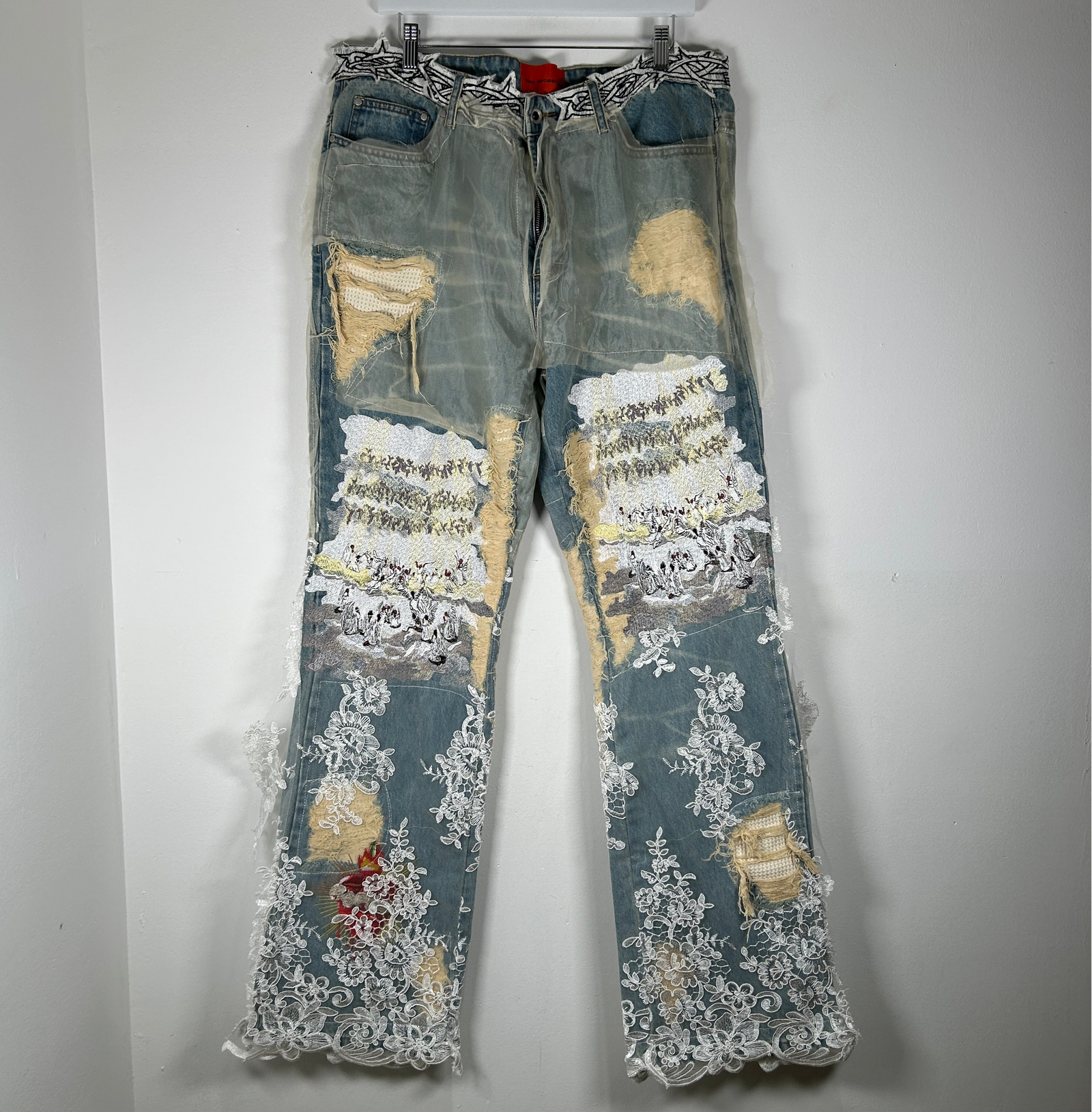 Who Decides War Eternal Heart Lace Jeans Size 36