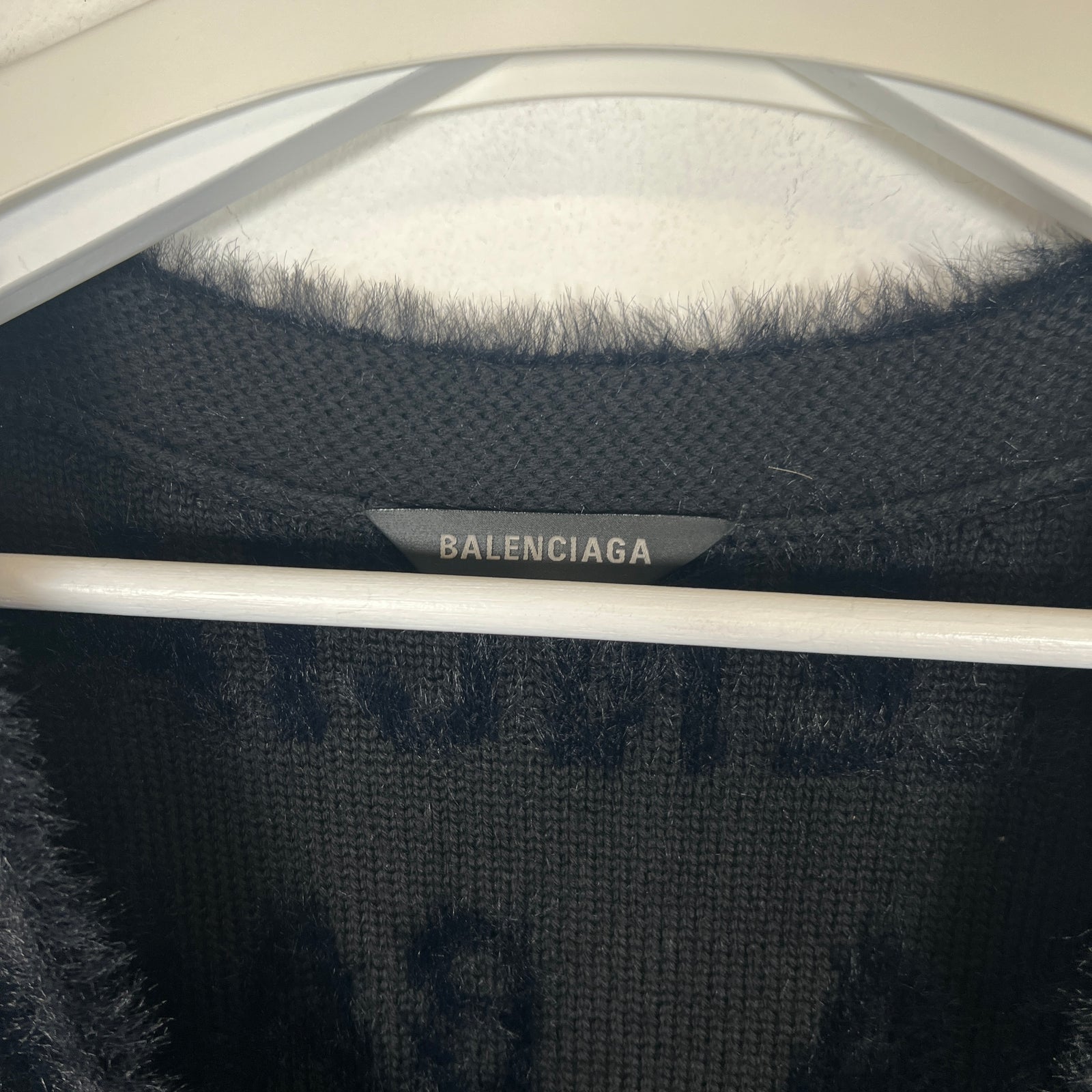 Balenciaga Black Faux Fur Cardigan Size S