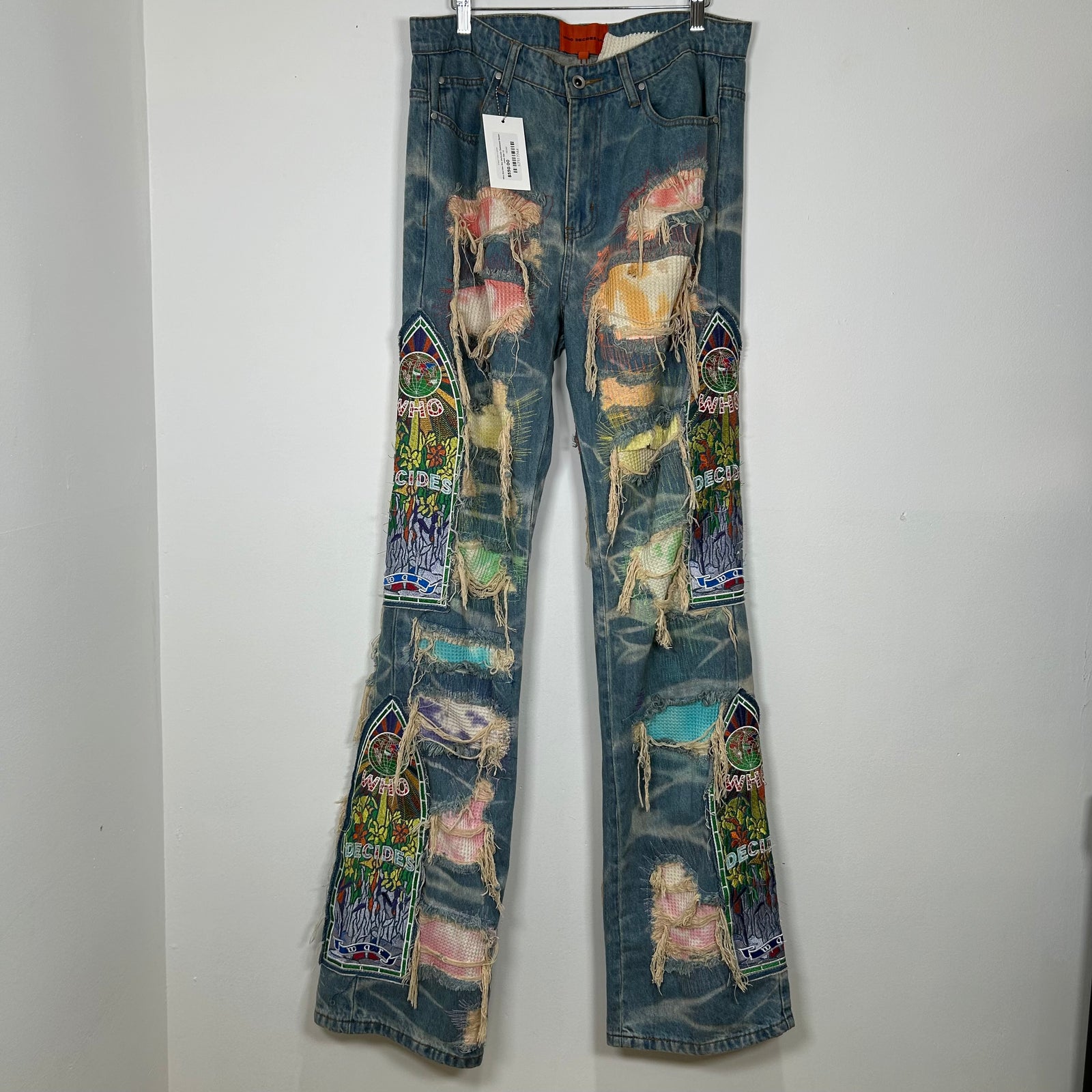 Who Decides War Multicolor Distressed Denim Jeans Size 32