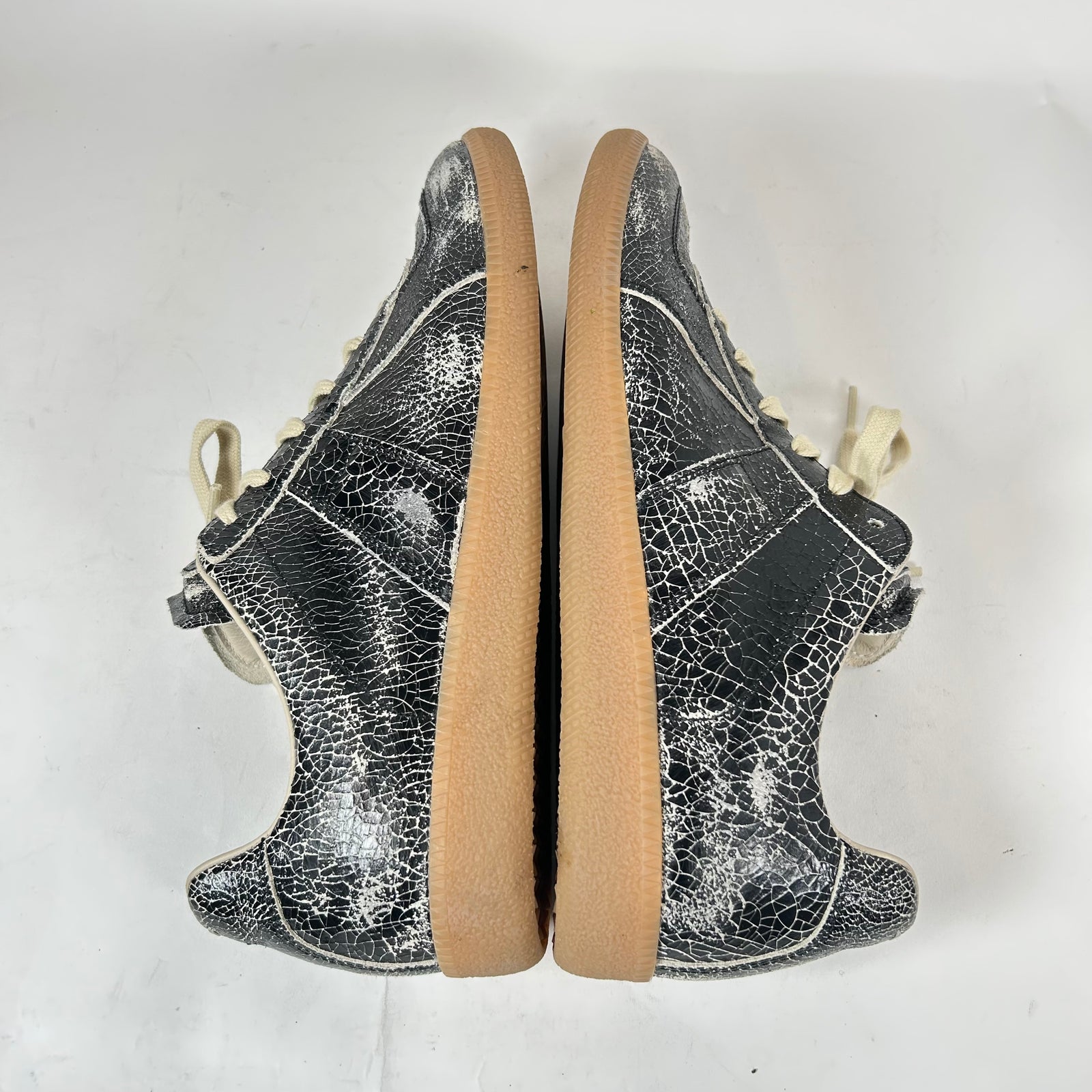 Maison Margiela Black Cracked Leather Gats Size 42