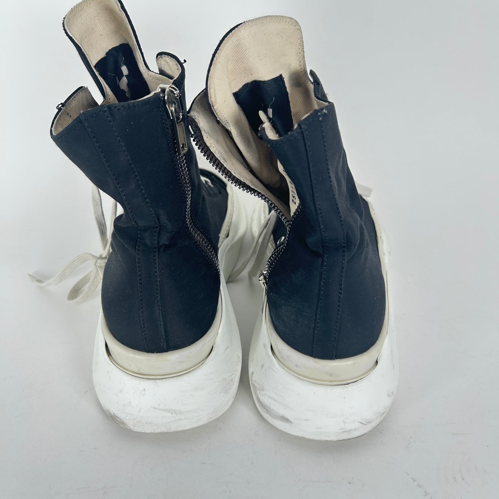Rick Owens Black Nylon Abstarct High-Top Sneaker Size 12