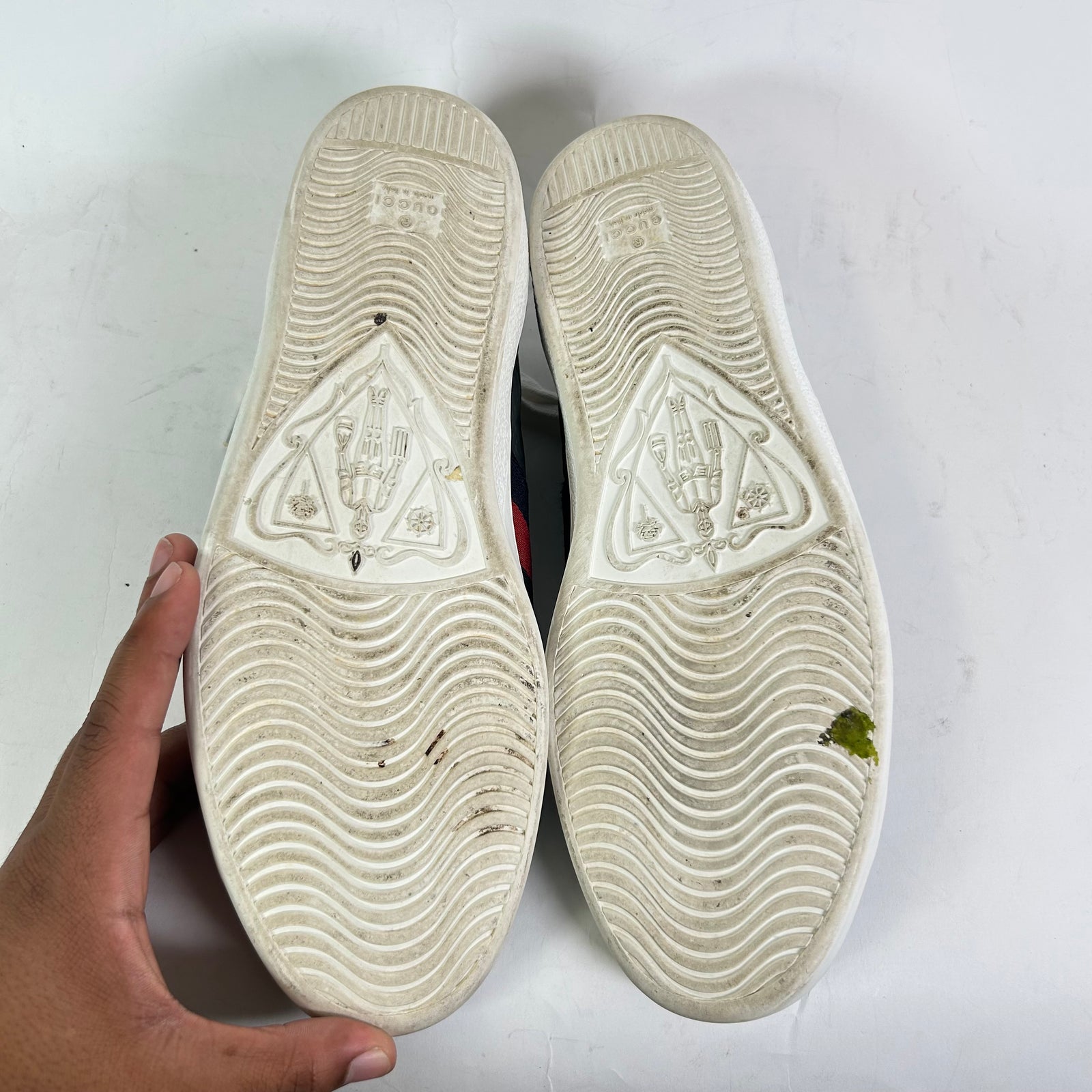 Gucci Grey Embossed Web Ace Sneaker Size 11