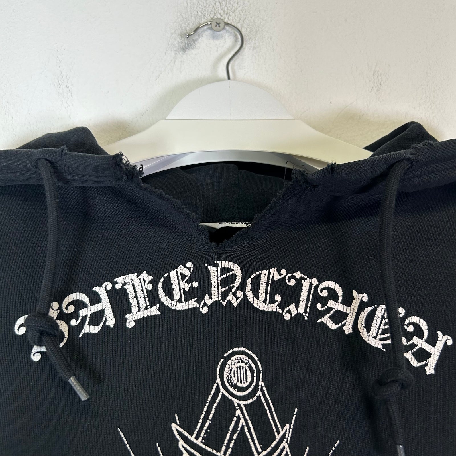Balenciaga Black 'Free Your Mind' Distressed Hoodie Size S