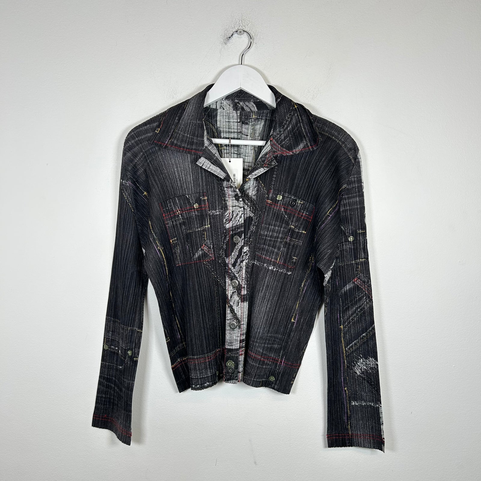 PLEATS PLEASE Issey Miyake Denim Trompe L'oeil Top Size 3