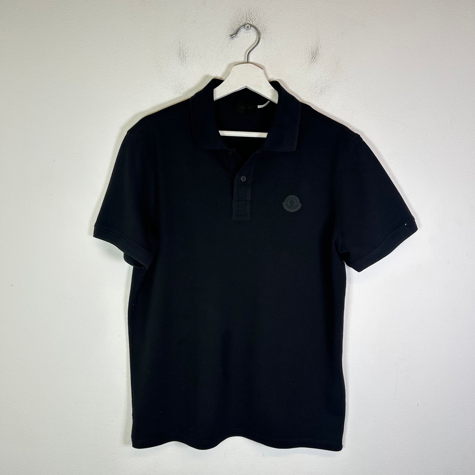Moncler Black Reflective Logo Polo