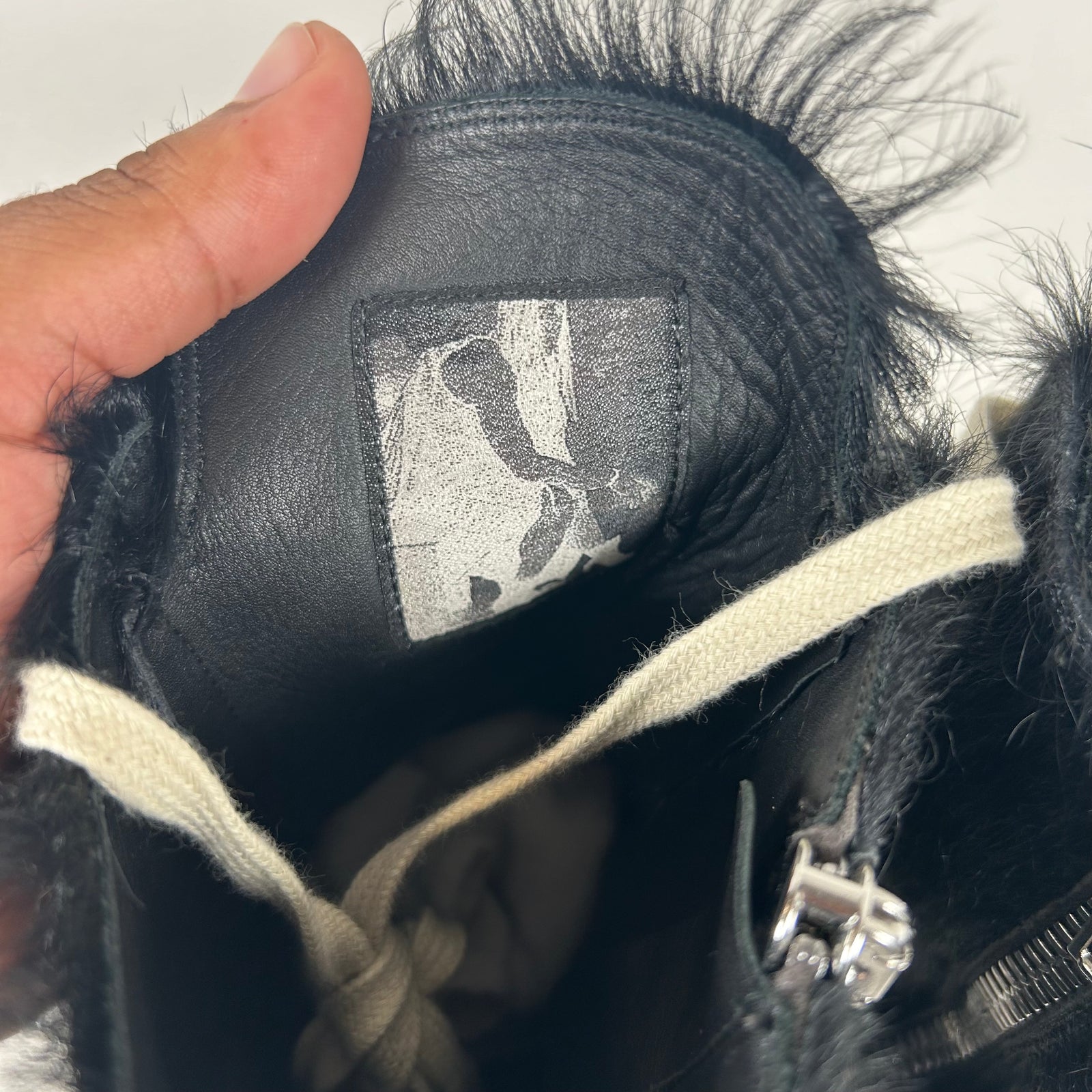 Rick Owens Black Pony Hair High Top Ramones Size 46