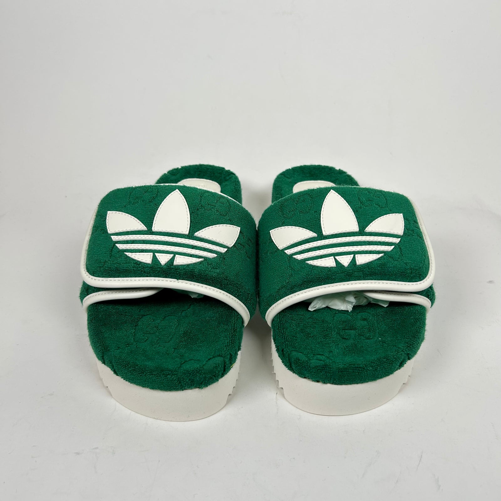 Gucci x Adidas Green GG Platform Sandals Size 38