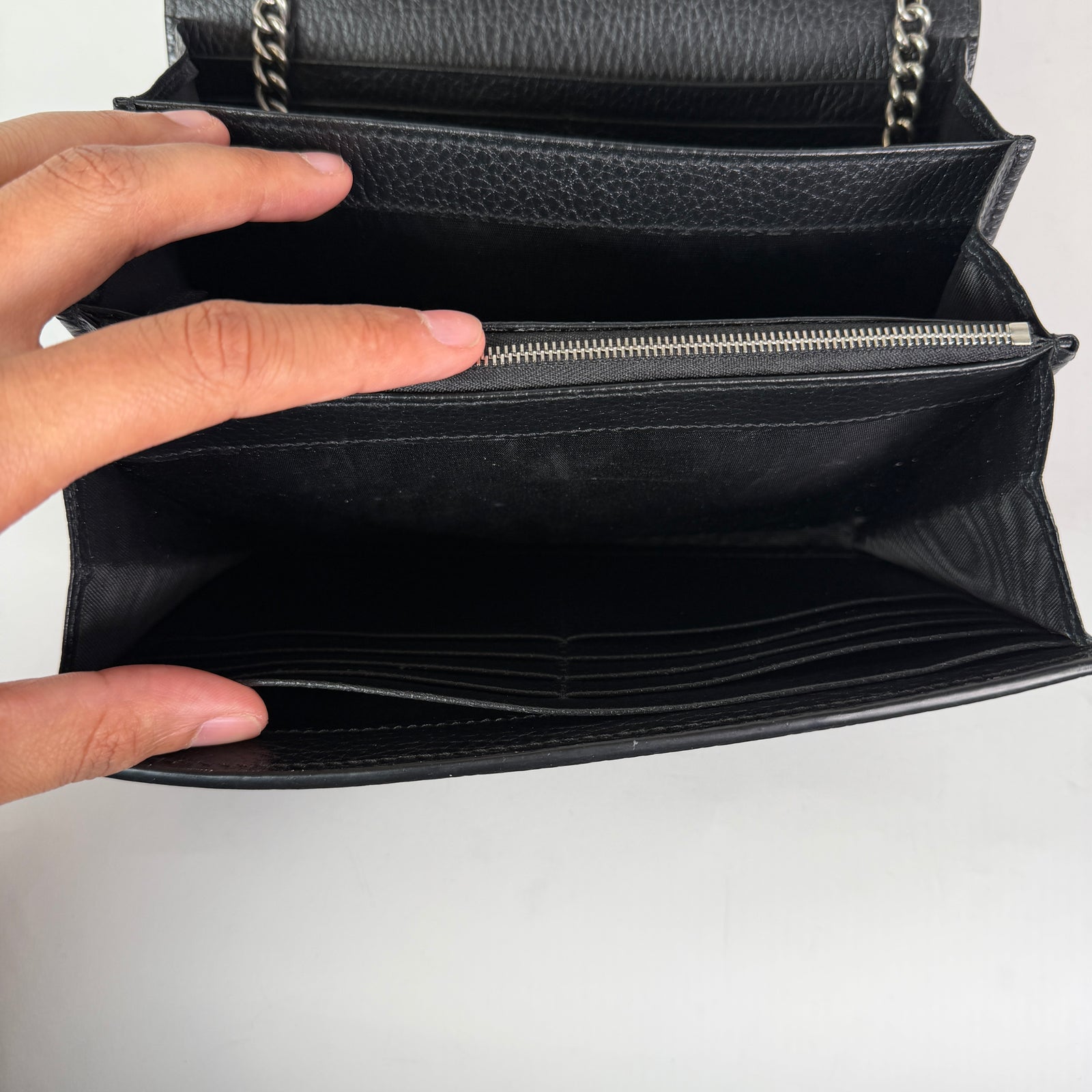 Gucci Black Leather Dionysus Wallet On Chain Bag