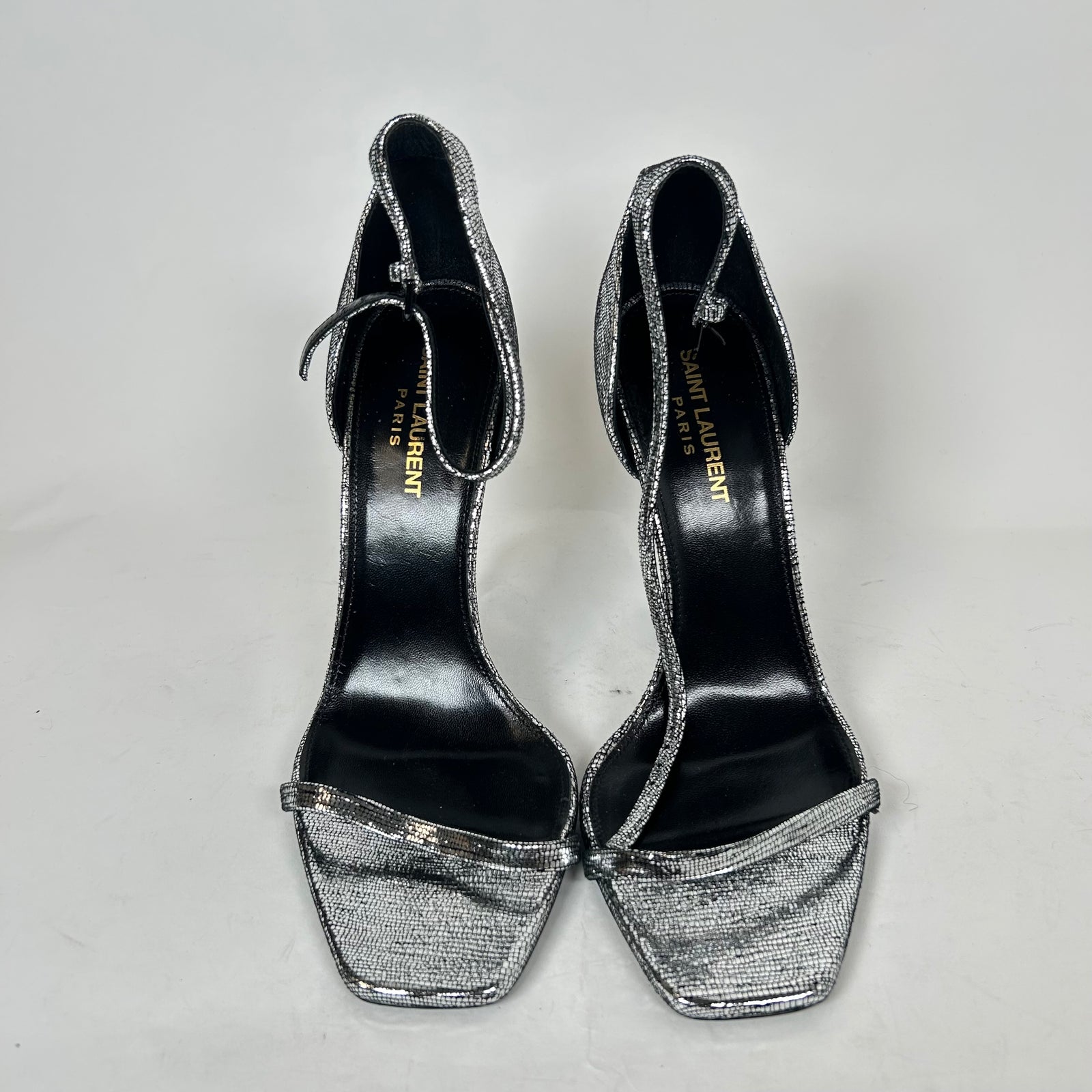 Saint Laurent Metallic Silver Sequin Opyum 110 Heels Size 39