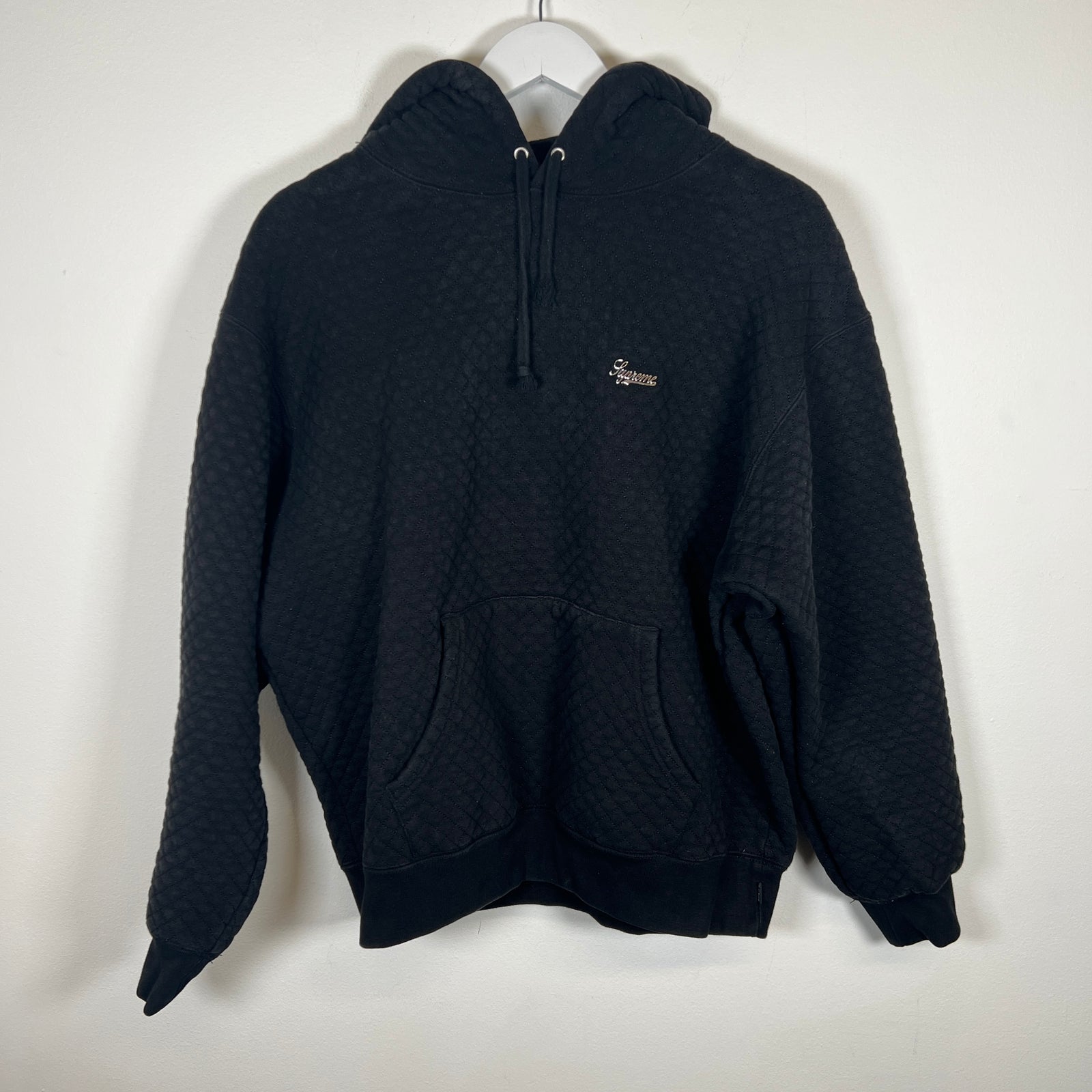 Supreme Black Quilted Hoodie Sz M