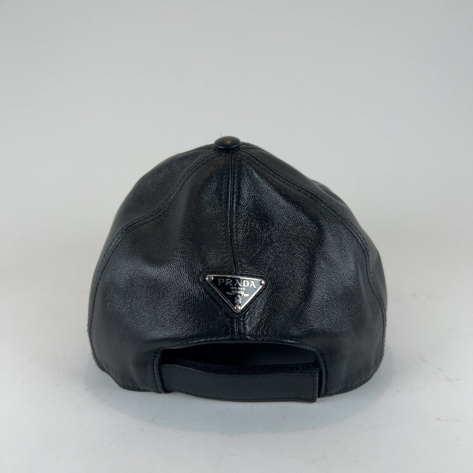 Prada Leather Plaque Logo Hat