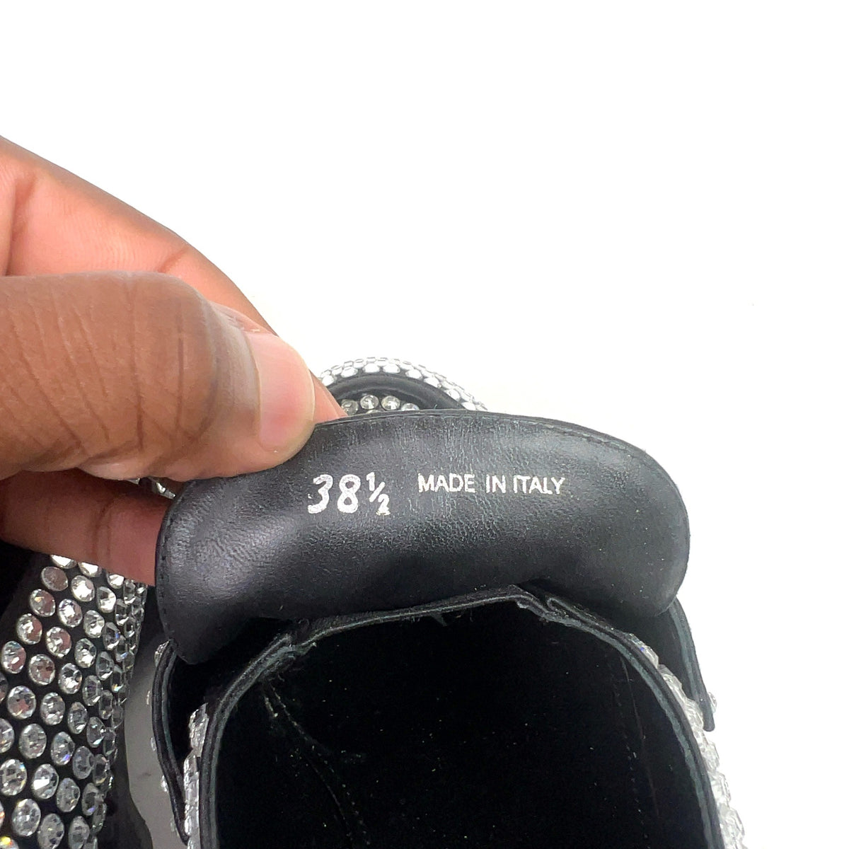 Prada Crystal Embellished Triangle Logo Loafers