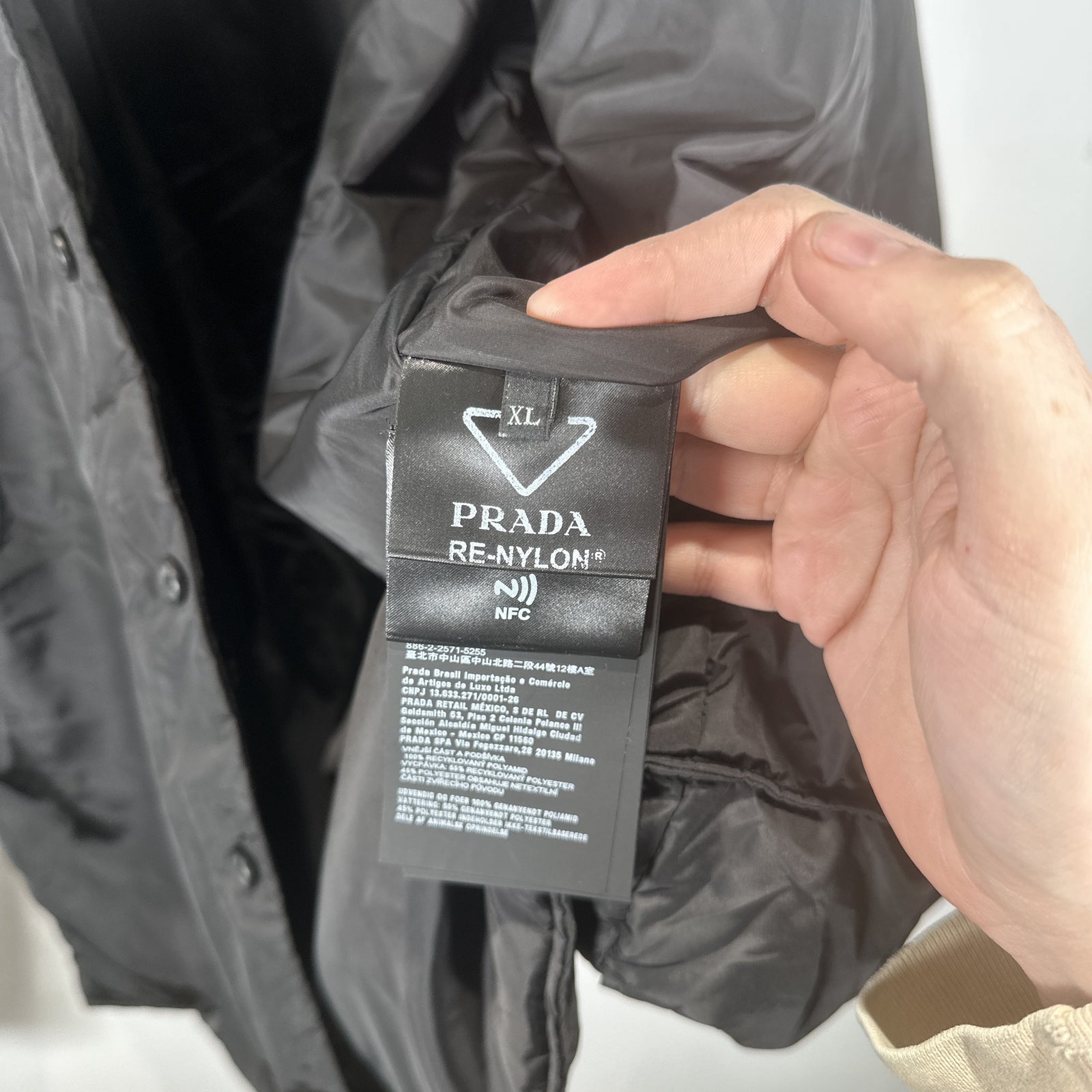 Prada Re-Nylon Plaque Logo Puffer Shirt Size XL