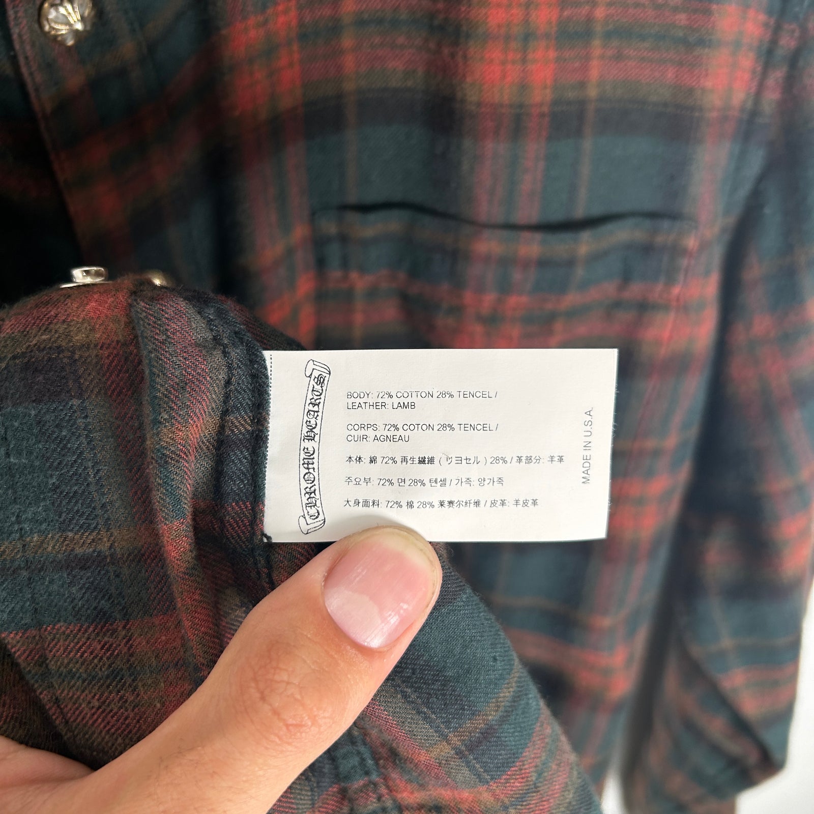 Chrome Hearts Brown/Green Floral Cross Patch Flannel Size L