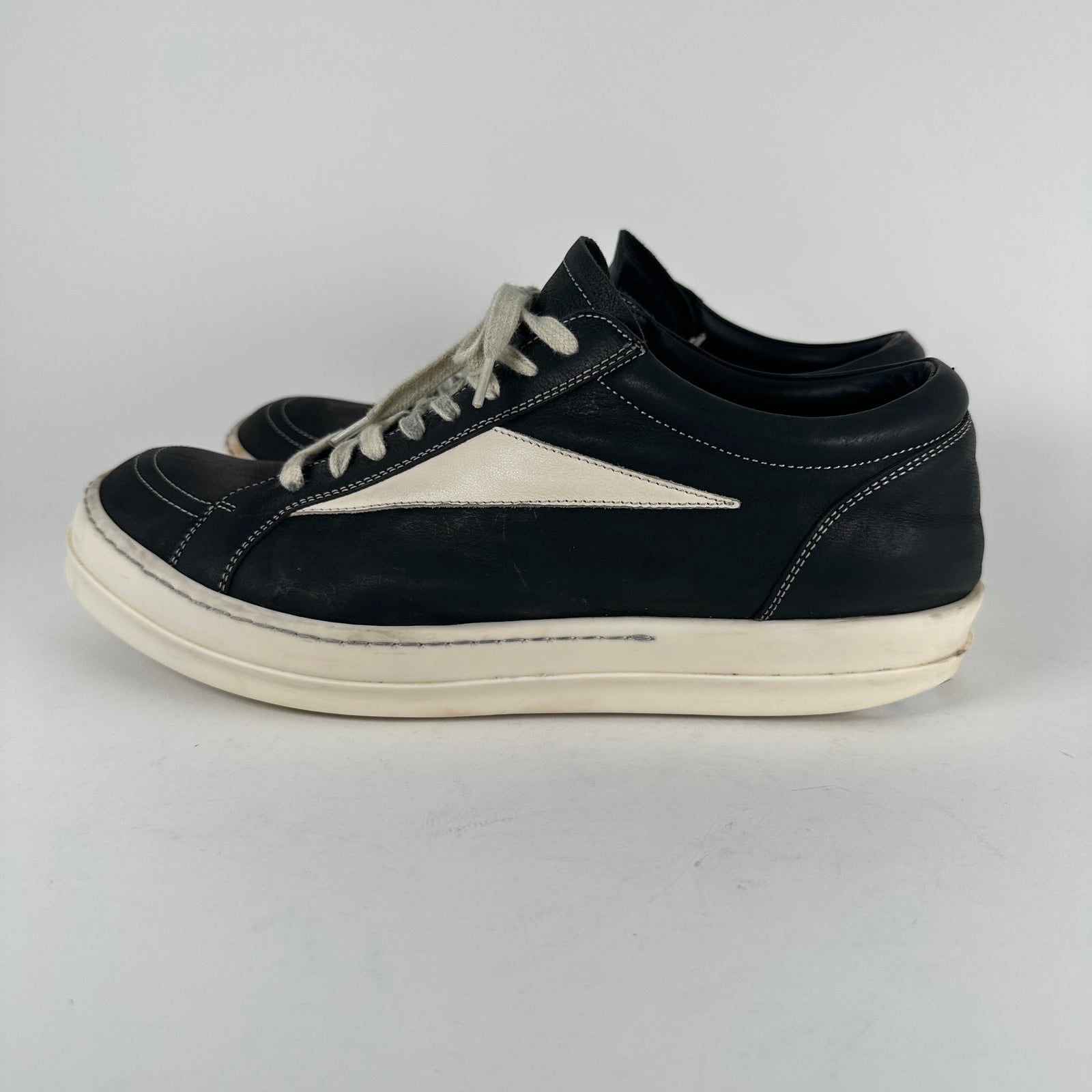 Rick Owens Black/Milk Vintage Low Top Sneakers Size 44