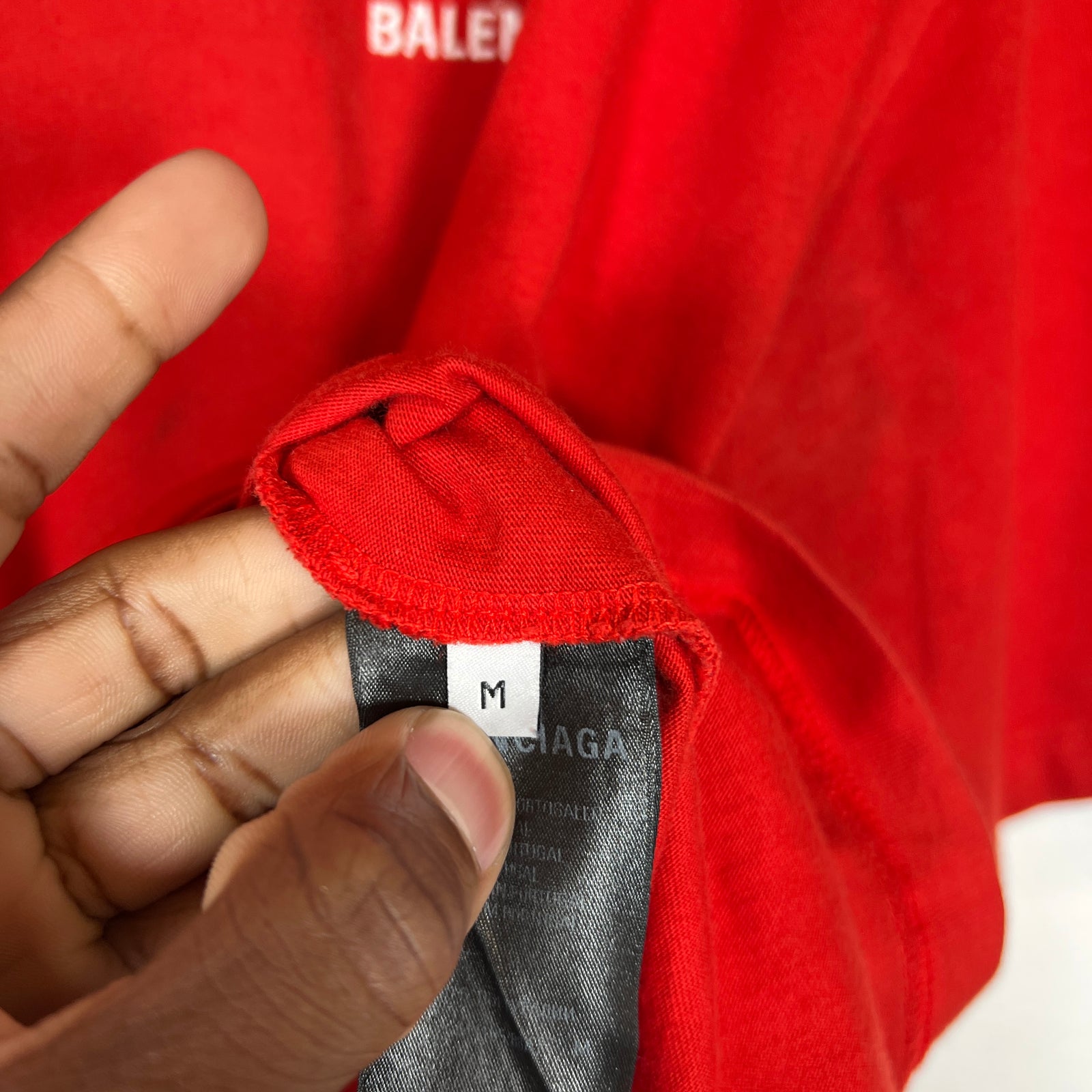 Balenciaga Red Embroidered Logo T-Shirt Size M