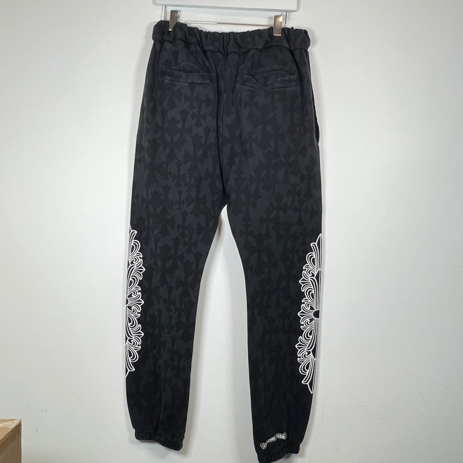 Chrome Hearts Black Cemetery Cross Monogram Floral Sweatpants Size L