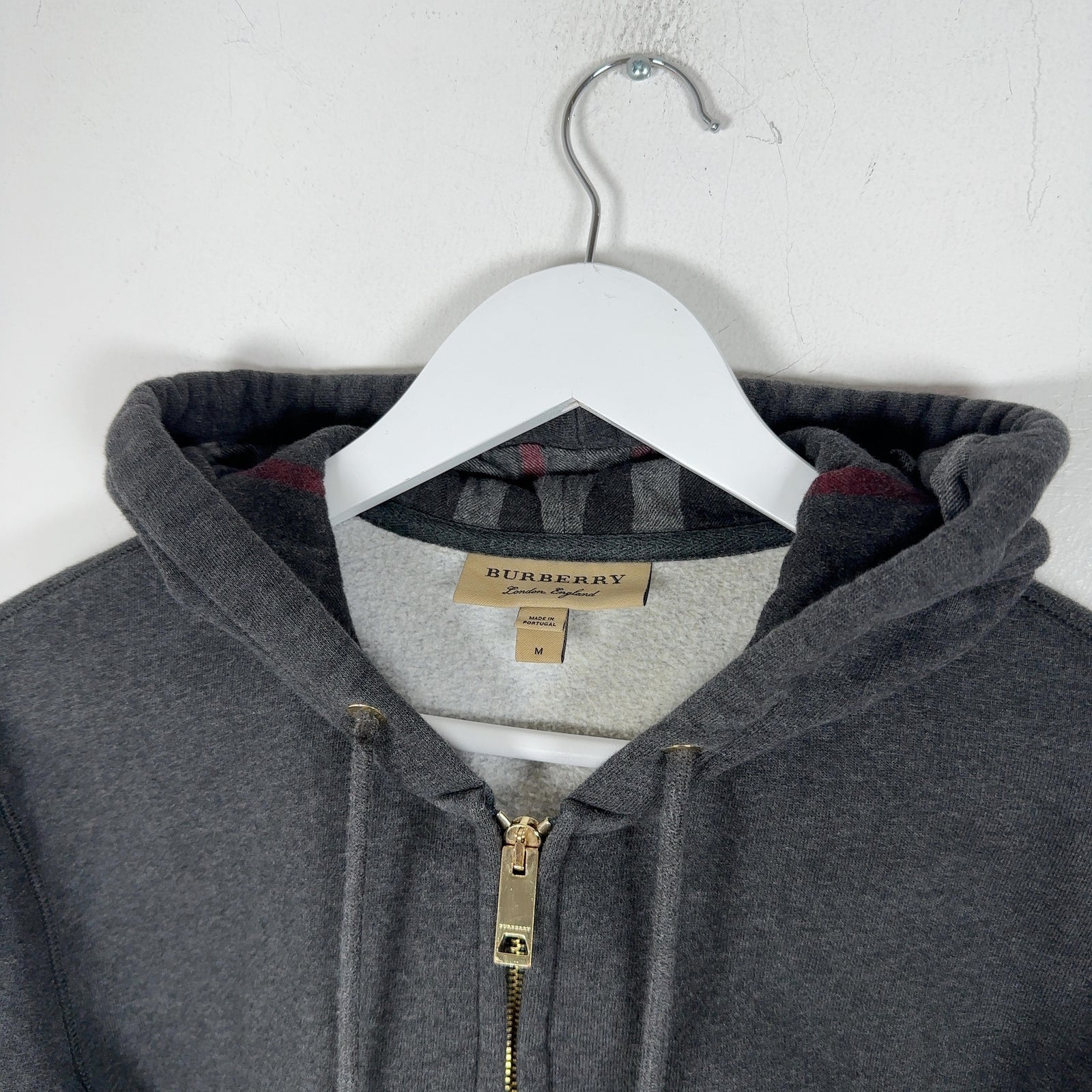 Burberry Check Charcoal Zip Up Hoodie