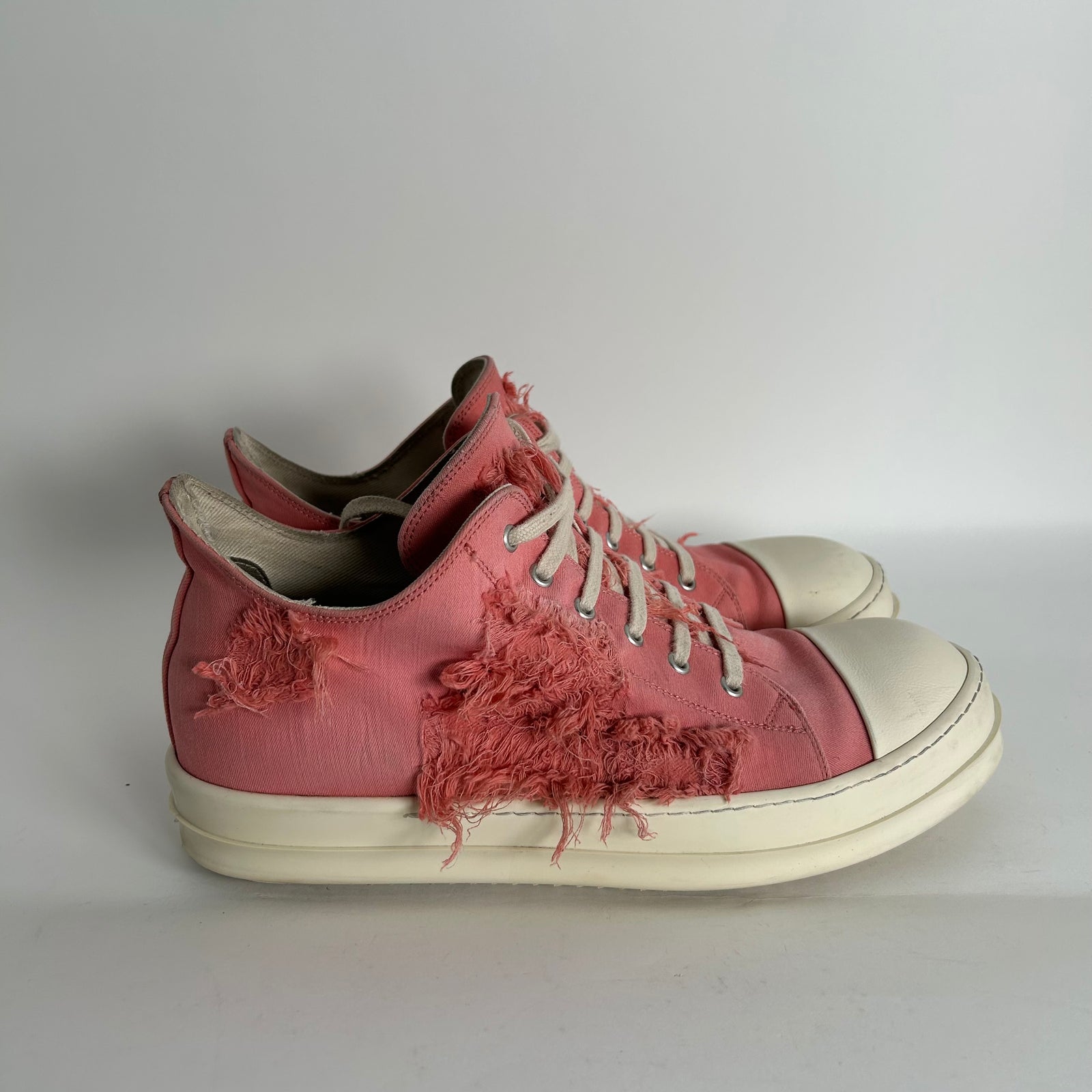 Rick Owens DrkShdw Pink Distressed Low-Top Ramones Size 12