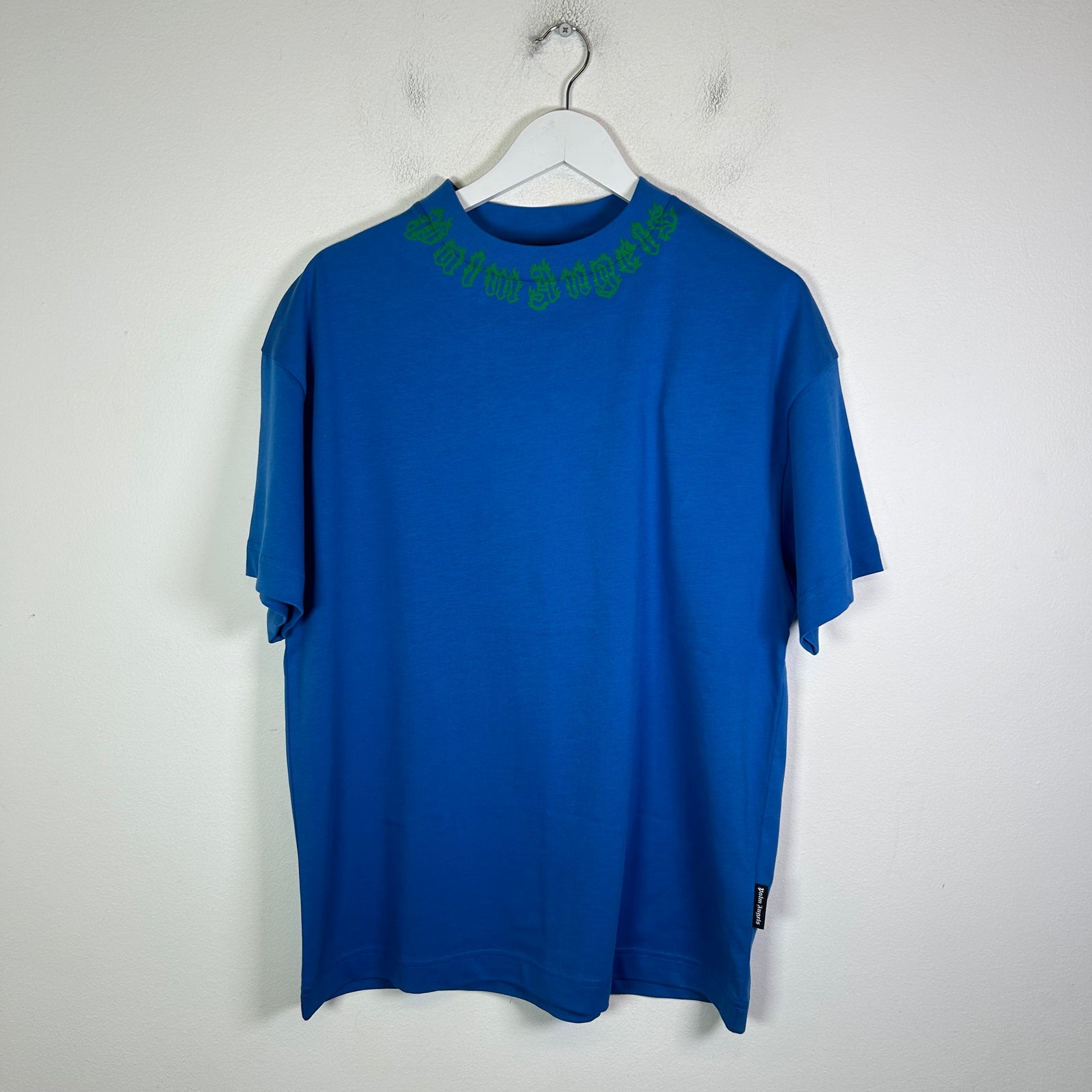 Palm Angels Blue Flame Neck Logo T-Shirt